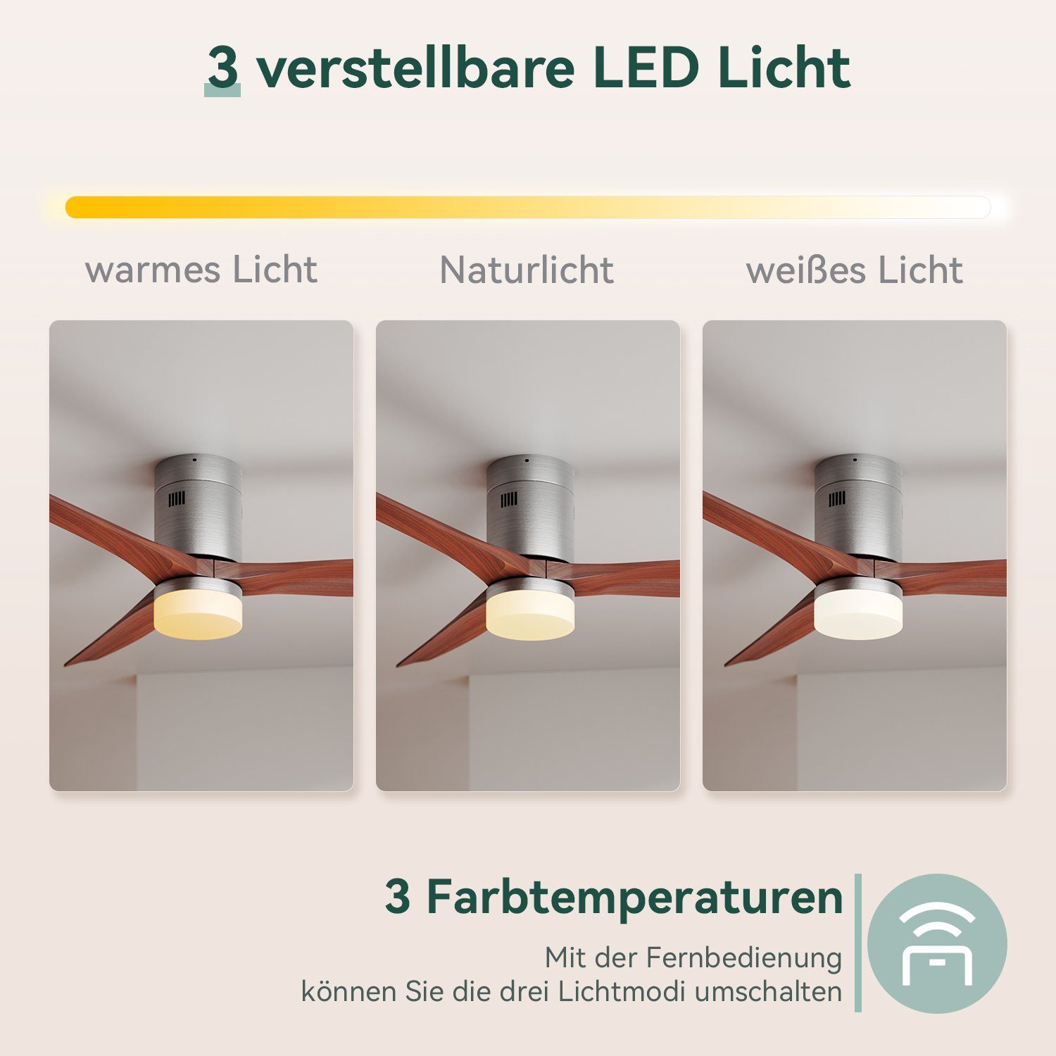 SONNI Deckenventilator holz mit LED licht günstig online kaufen