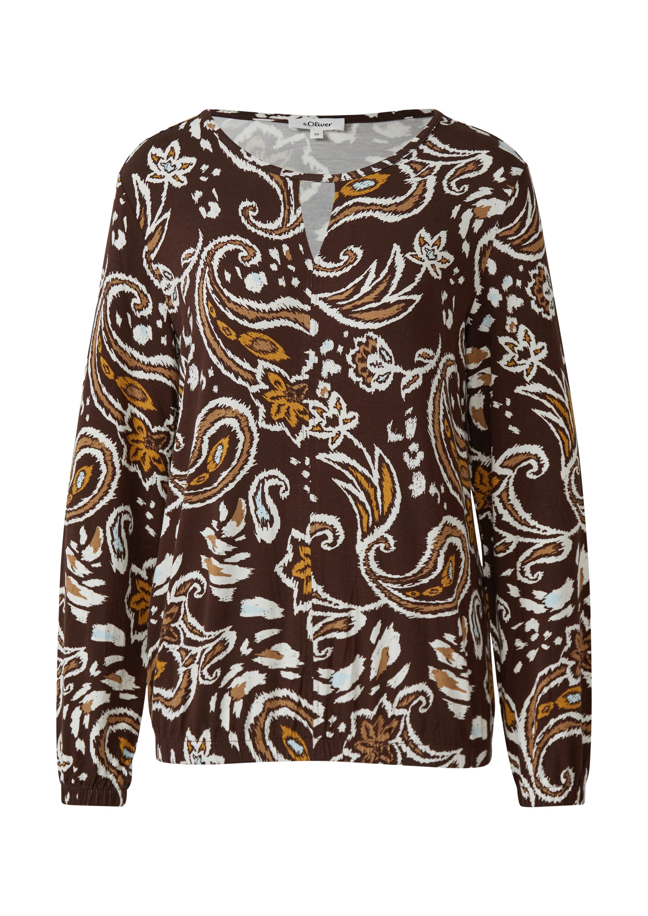 s.Oliver Langarmbluse T-Shirt Gemustertes T-Shirt im O-Shape günstig online kaufen