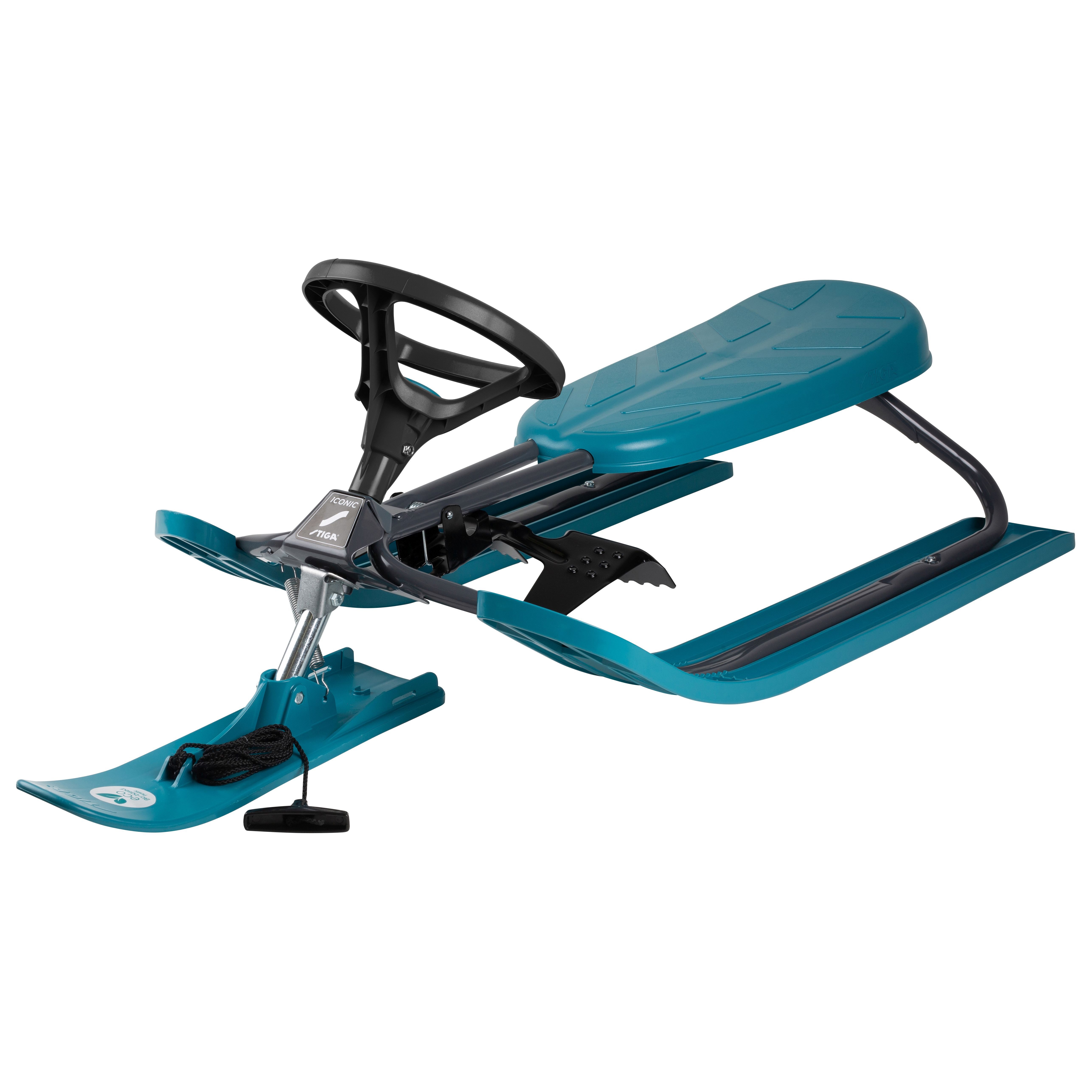 STIGA Sports Lenkschlitten Snow Racer Iconic BIO, Lenkschlitten mit Metallrahmen und Fußbremse