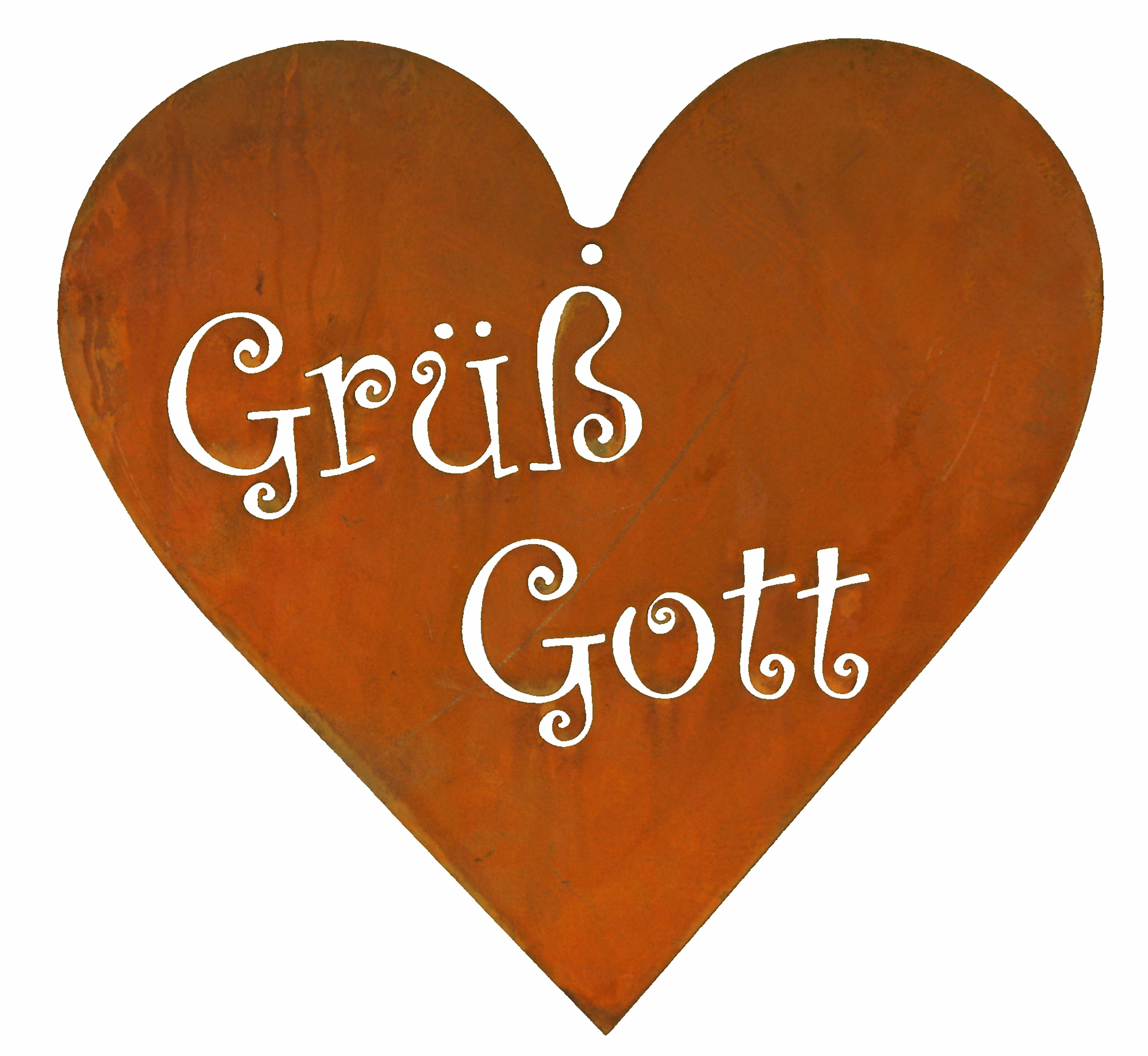 Gartenfigur "Grüß Gott" Rost Deko Herz