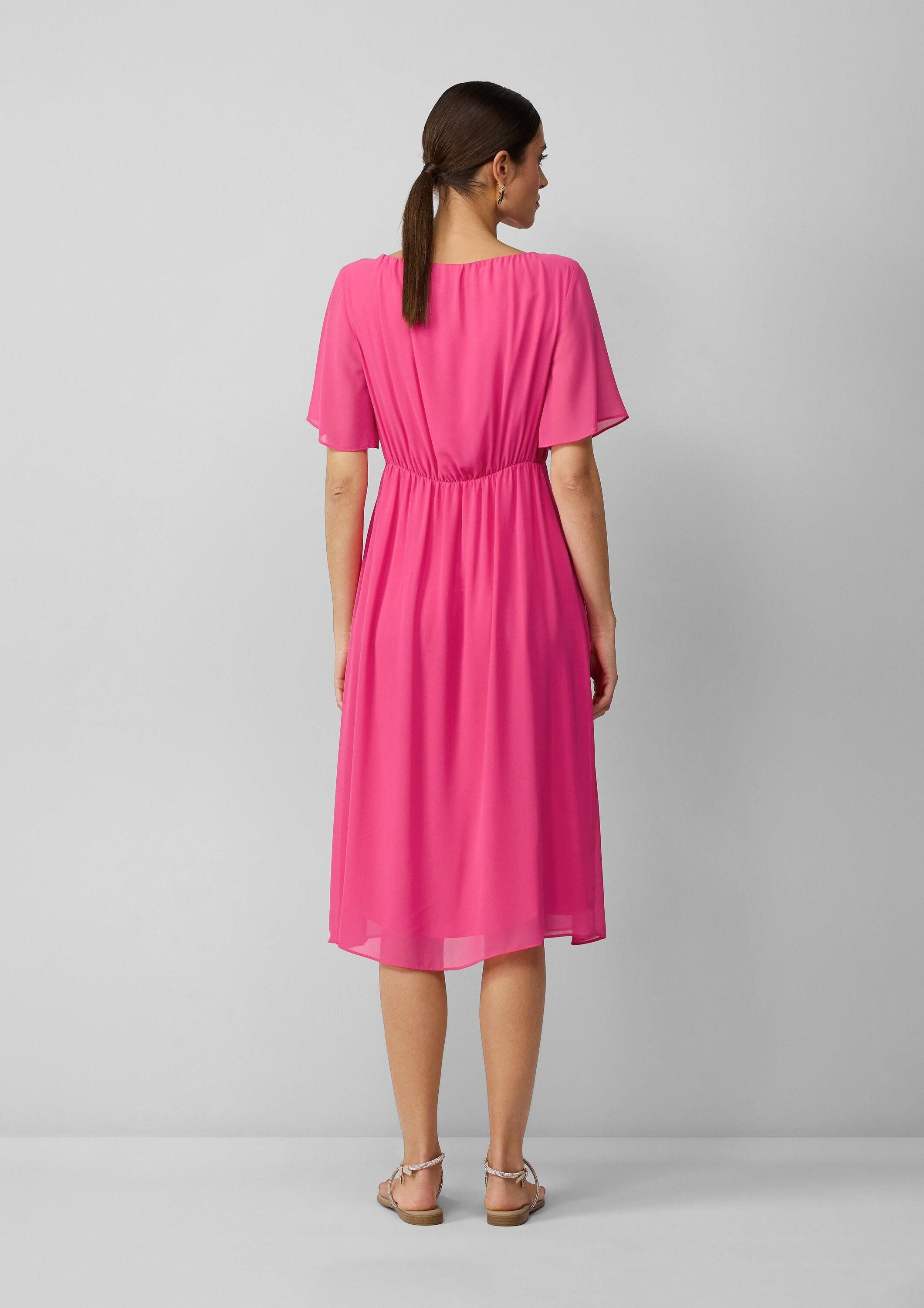 s.Oliver Midikleid Kleid Midikleid aus Chiffon mit kurzen Ärmeln und blickdichtem Futter
