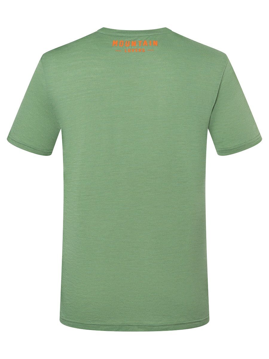 T-Shirt MOUNTAIN M SUPER.NATURAL Merino Print-Shirt atmungsaktiver Loden Frost/Puffin TEE Merino-Materialmix LOVERS