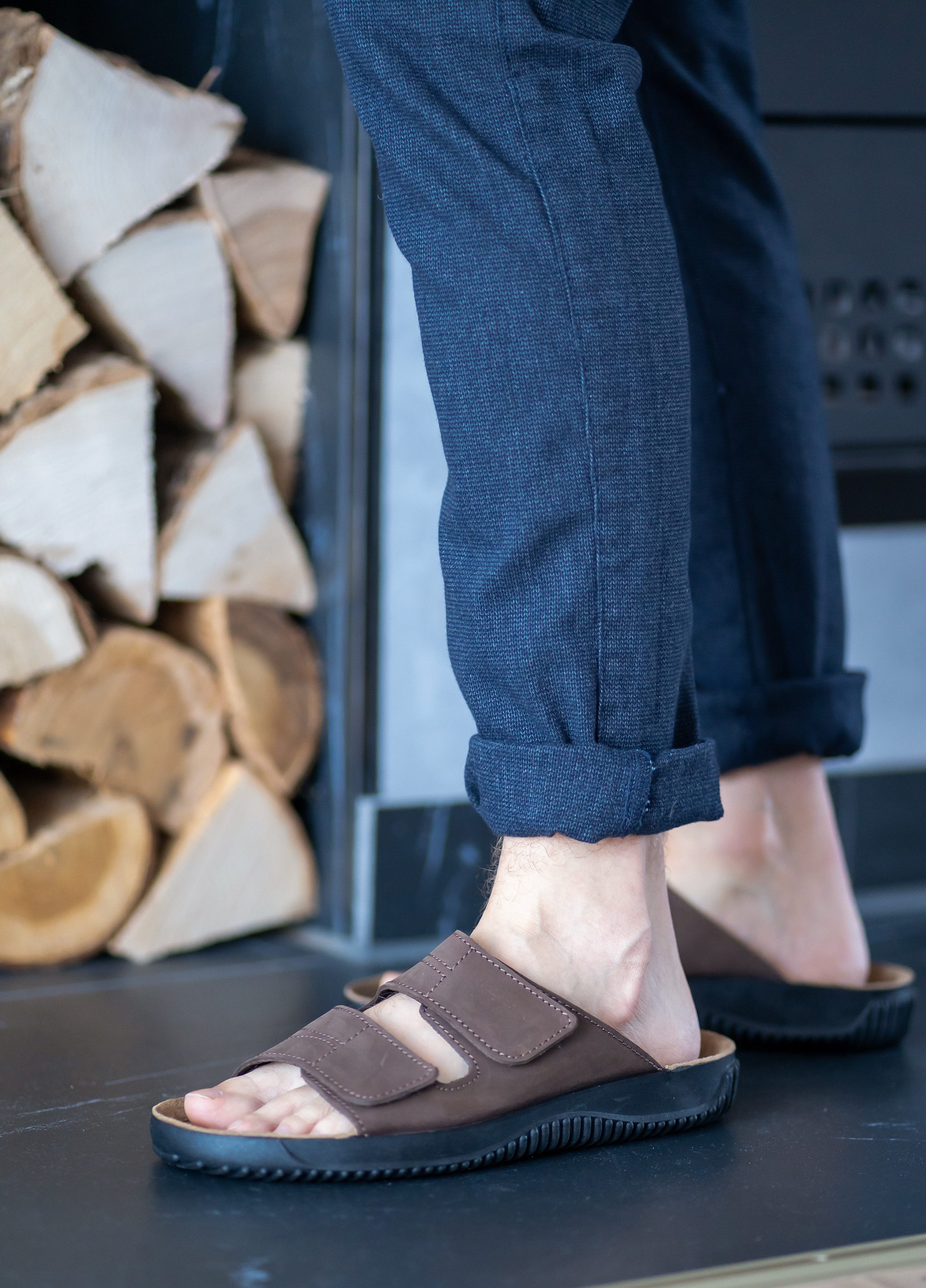 Beck Herren-Pantolette Ben mit Klettverschluß Hausschuh