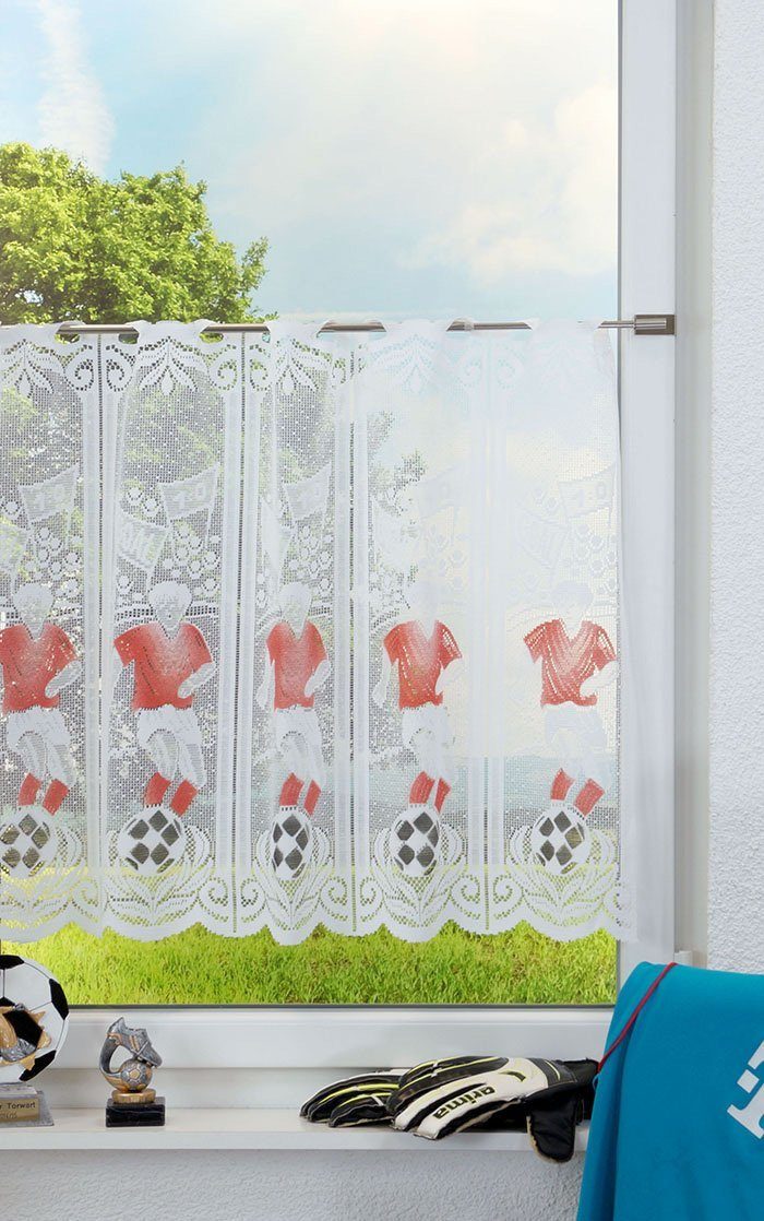 Scheibengardine Fußballfieber, LYSEL®, (1 HxB St), 58x112cm transparent, reinrot