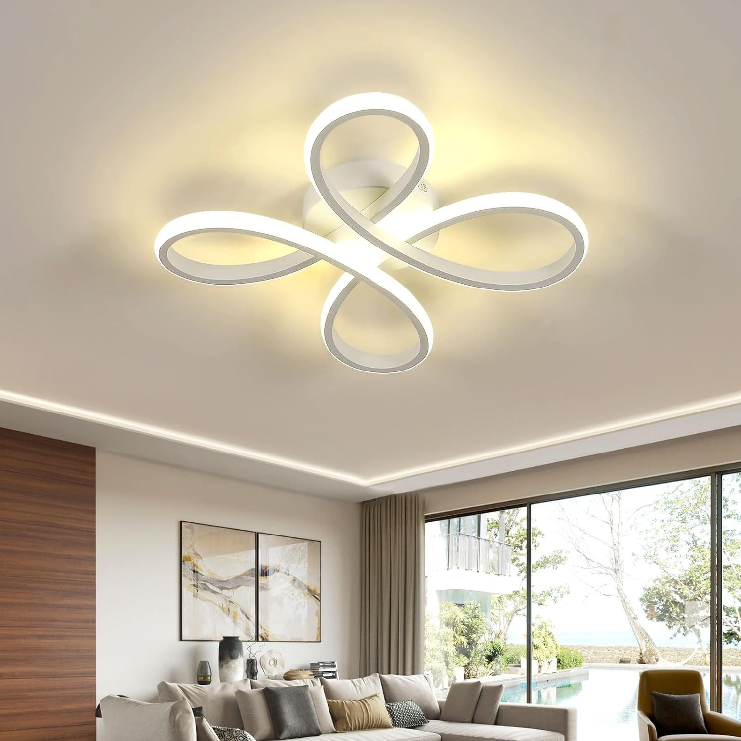 Riserva LED Deckenleuchte Moderne Blumen LED Deckenleuchte Weiß 30W Neutralweiß 4000K, LED wechselbar