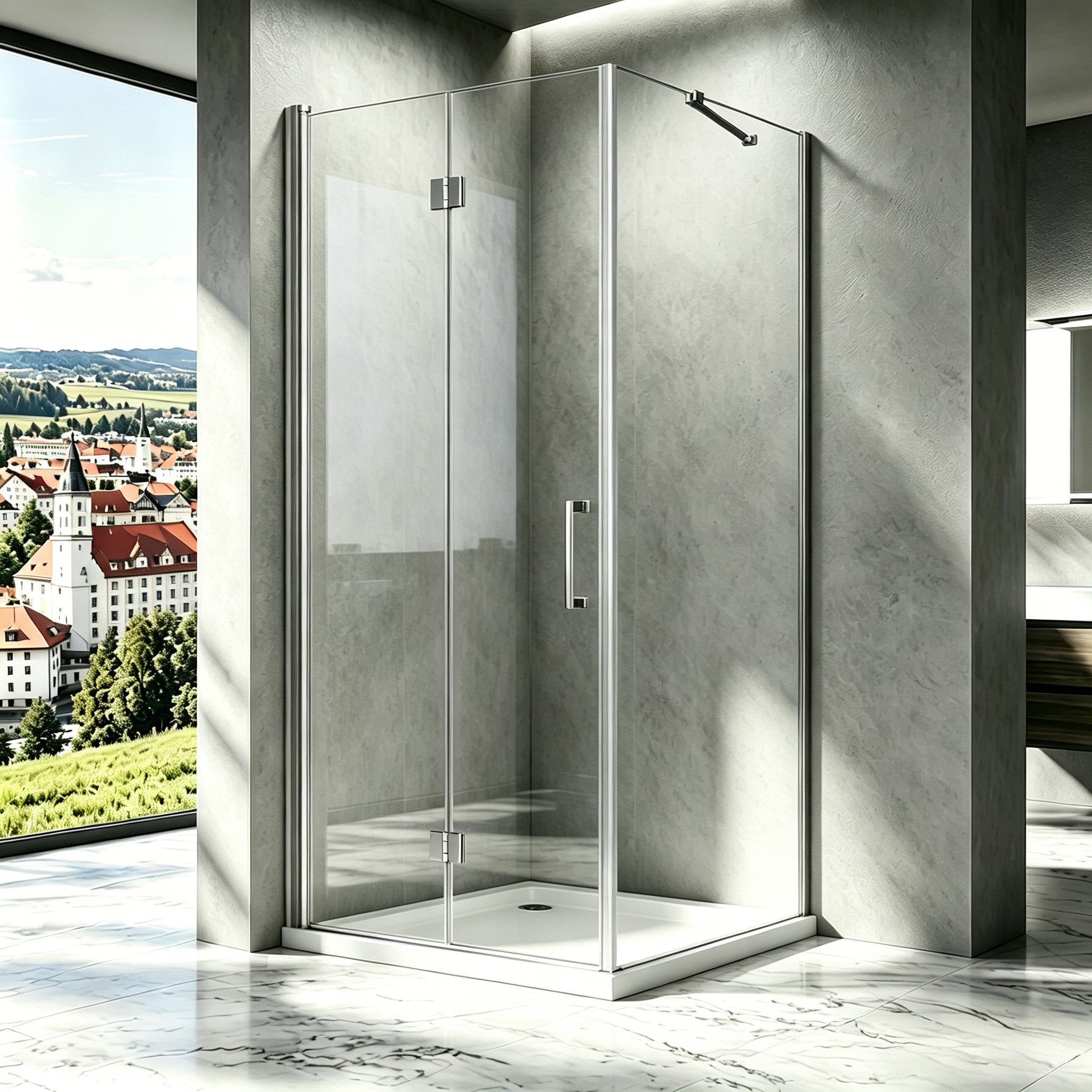 Boromal Eckdusche Duschkabine 90x90 80x80 Eckeinstieg Falttür Drehfalttür Seitenwand, BxT: 80x80 cm, Sicherheitsglas, Duschabtrennung, Duschwand Dusche Glas, 6mm ESG Nano Glas