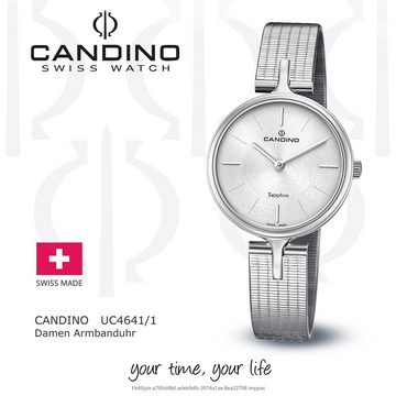 Candino Quarzuhr Candino Damen Uhr Analog C4641/1, (Analoguhr), Damen Armbanduhr rund, Edelstahlarmband silber, Fashion