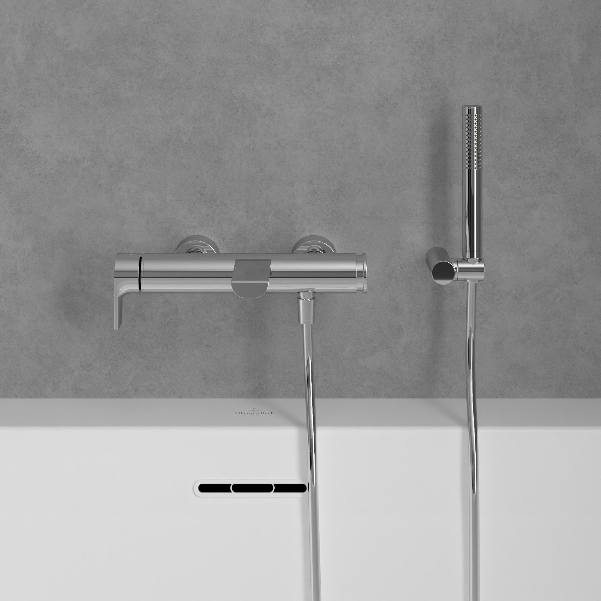 Villeroy & Boch Wannenarmatur Liberty Einhebel-Badewannenarmatur, mit Umsteller, Wandmontage - Chrom