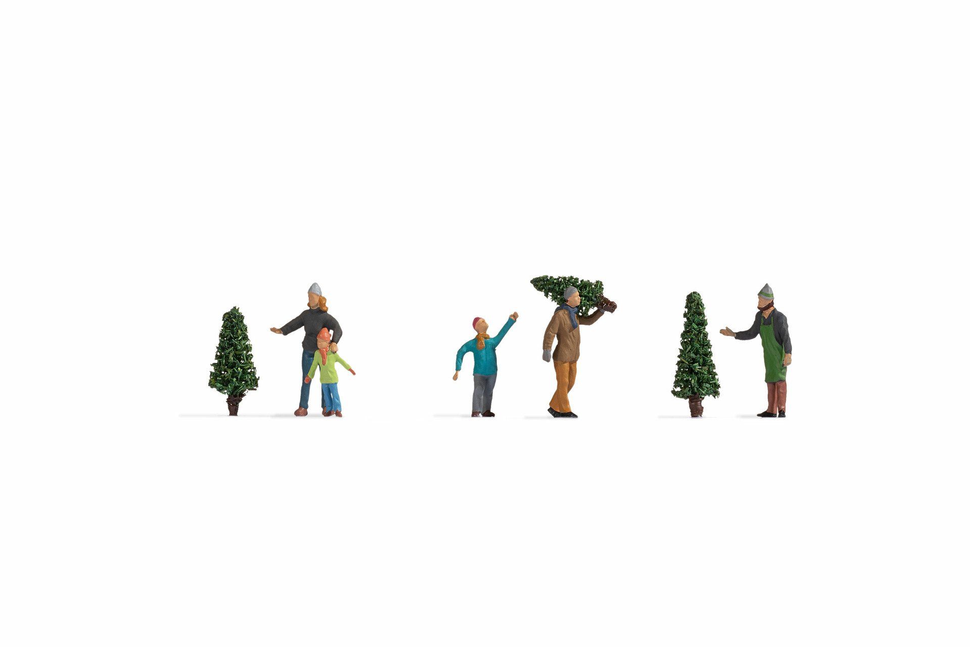 Modelleisenbahn-Spielunterlage NOCH Christbaumverkauf, handkolorierte Winterfigur