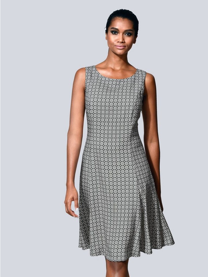 Alba Moda Kleid im femininen Mosaik Druck in grau