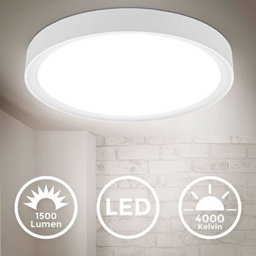 B.K.Licht LED Deckenleuchte Weiß matt rund Ø33,5cm 15W 1500lm, LED fest integriert, Neutralweiß 4000K