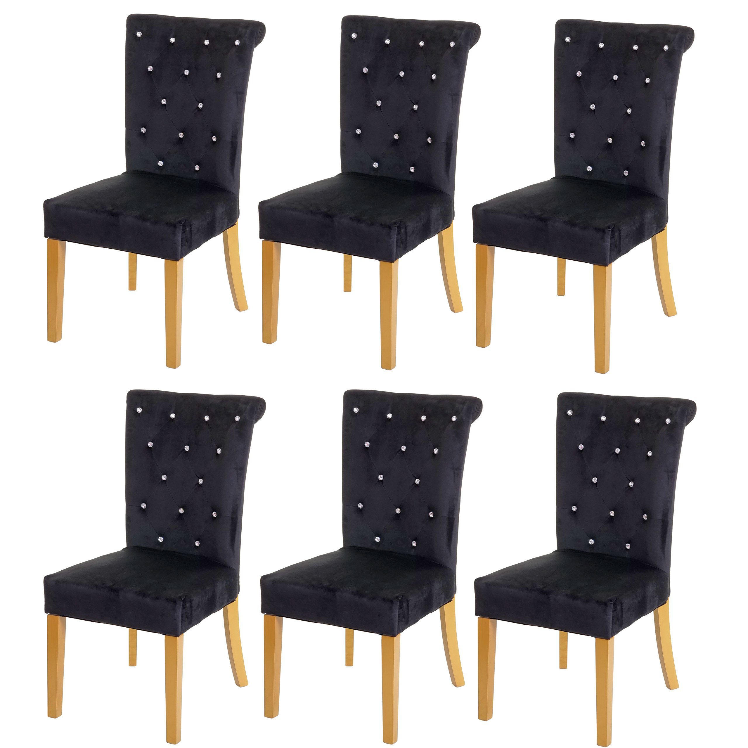 MCW Esszimmerstuhl MCW-D22-6 (Set, 6 St), 6er-Set, Sitzbezug mit Knopfsteppung, Dekorativer Metall-Nietenbesatz schwarz | gold | schwarz