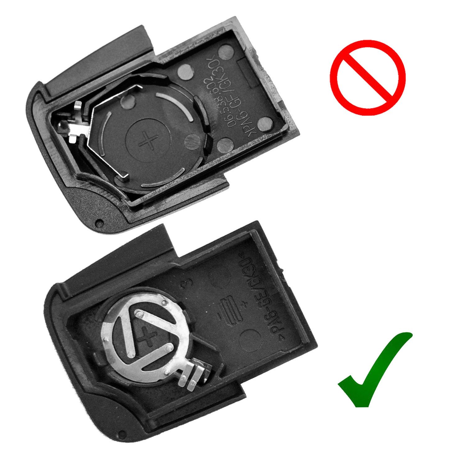 mt-key Auto Klapp Schlüssel Reparatur Gehäuse 2 Tasten + 2x passende CR1620 Knopfzelle, CR1620 (3,6 V), für