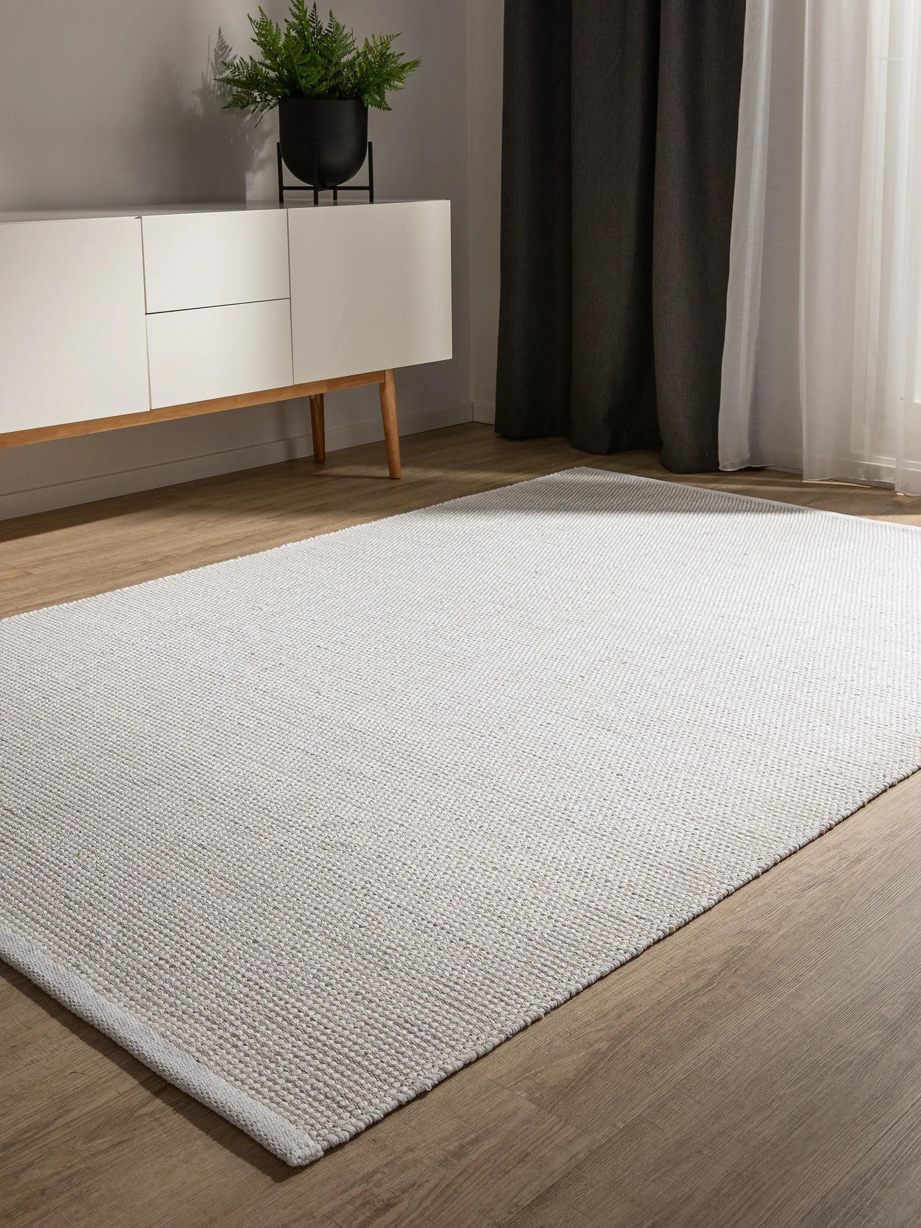 benuta Teppich Ron, rechteckig, Höhe: 5 mm, 100% Baumwollteppich, Minimalistisch, Pflegeleicht, Wohnzimmerteppich
