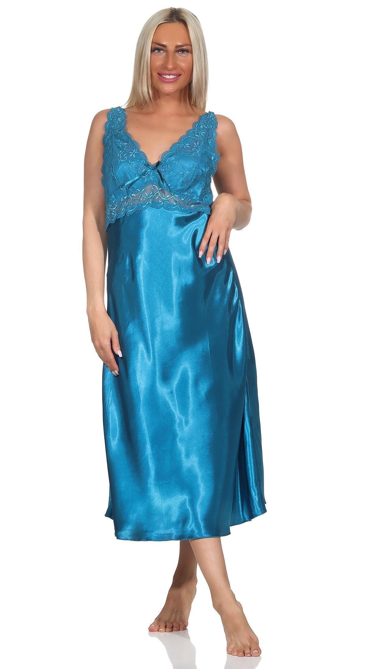 EloModa Negligé Damen Negligé Satin Nachtkleid Reizwäsche mit Spitze; S M L XL 2XL (1-tlg)