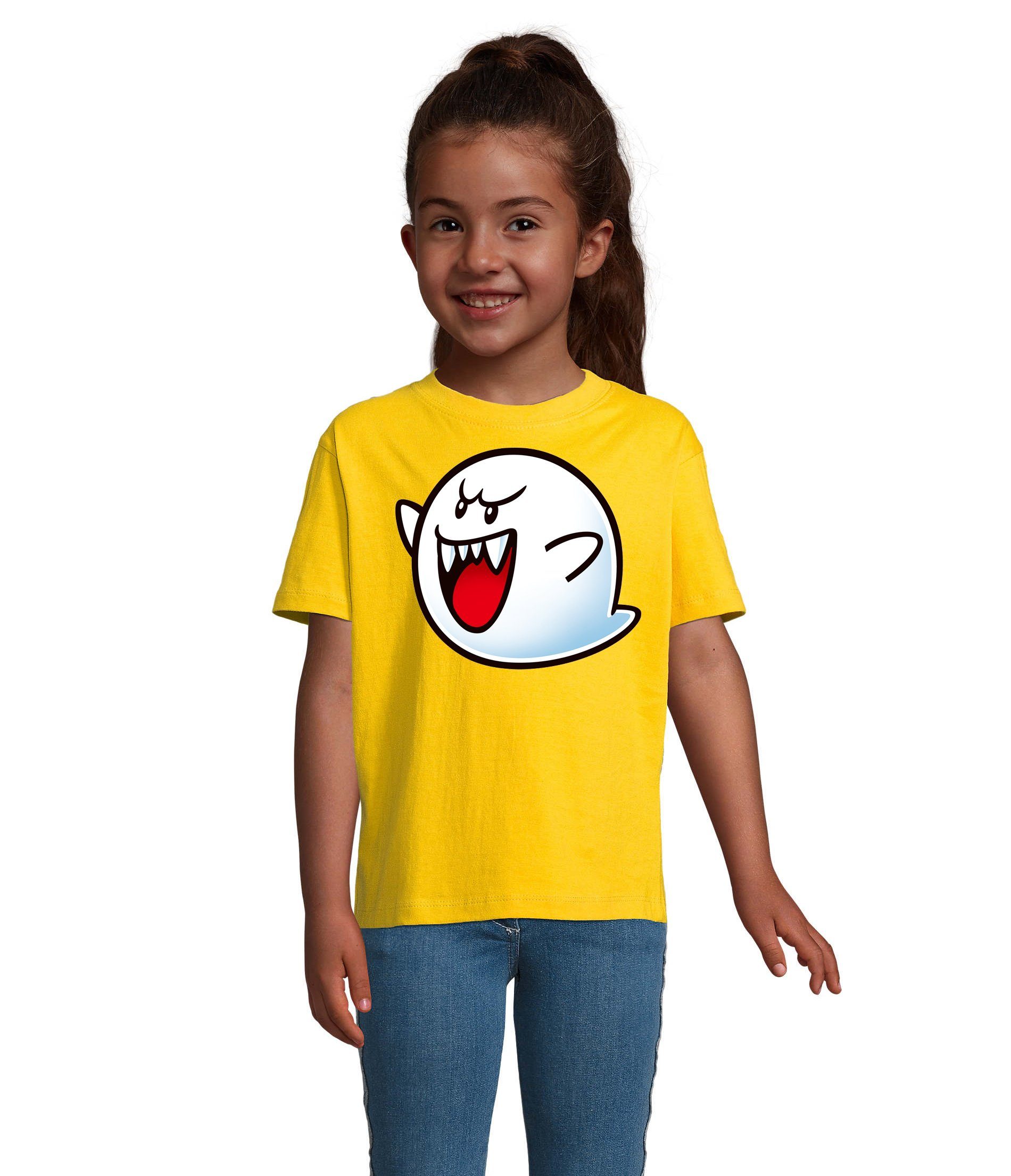 T-Shirt Kinder Super Mario Boo Gespenst Geist Retro Konsole