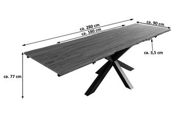 SAM® Esstisch Hilo, natürliche Baumkante, massives Akazienholz, 2 x Ansteckplatte 50cm