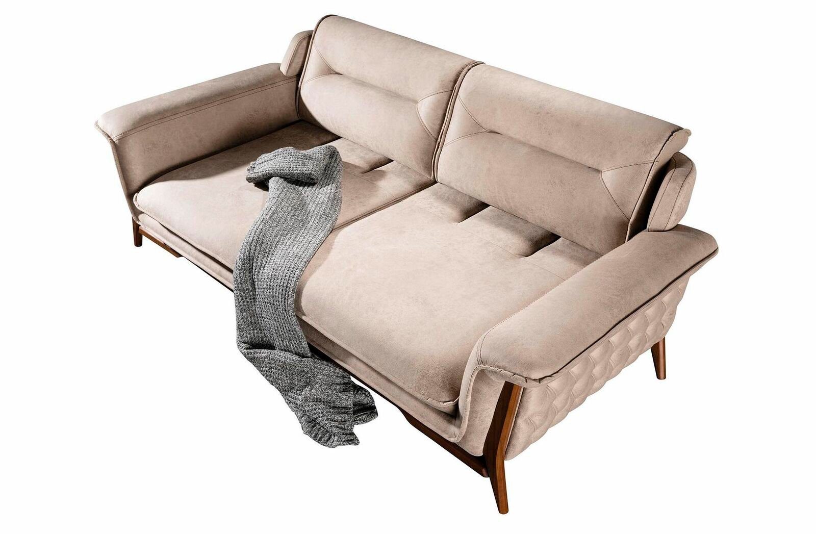JVmoebel Sofa Beiger Dreisitzer Luxus 3-Sitzer Sofa Moderne Couch Stilvolles Design, 1 Teile, Made in Europe