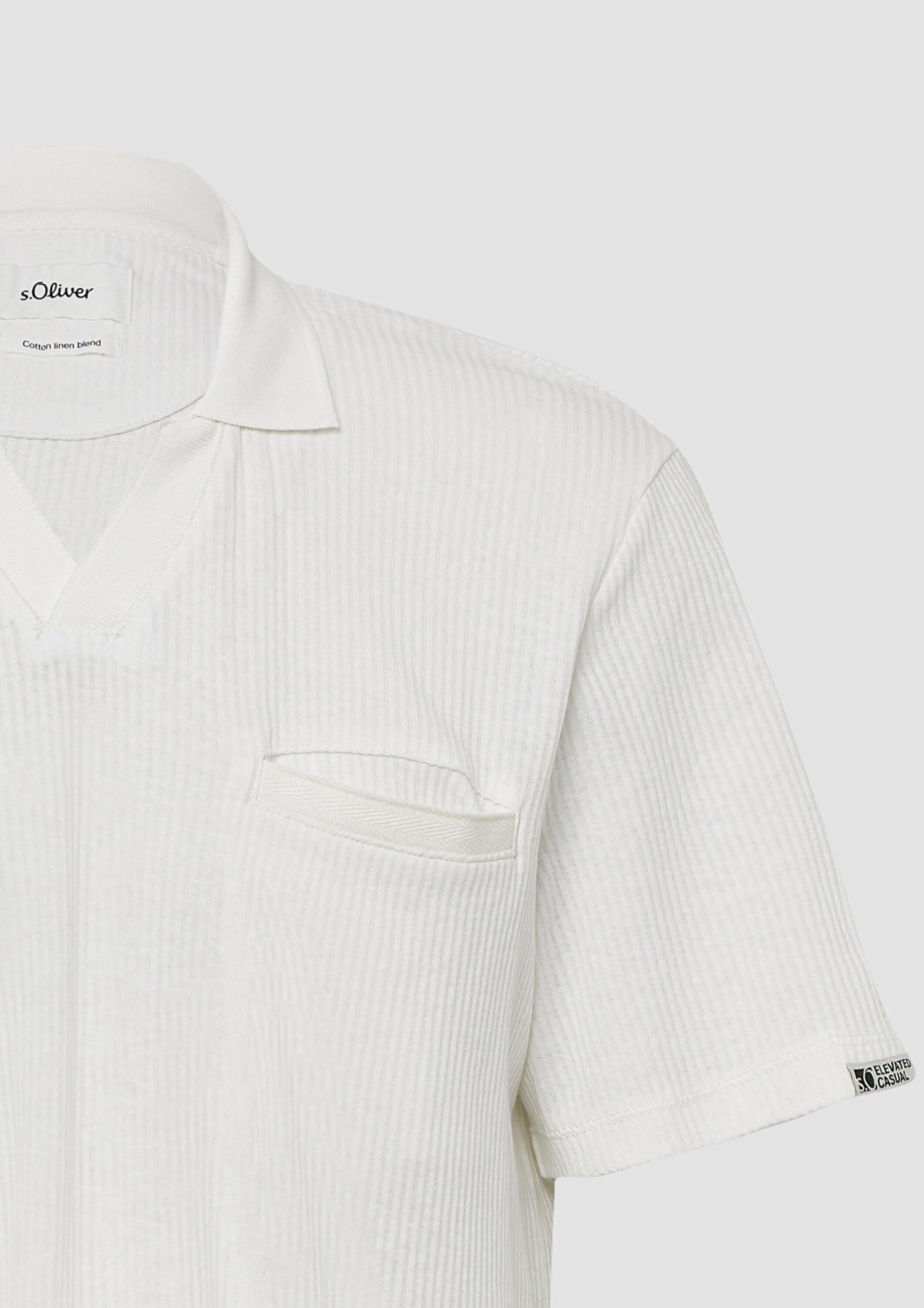 s.Oliver Kurzarmshirt Polo-Shirt Poloshirt aus Leinenmix mit Brusttasche