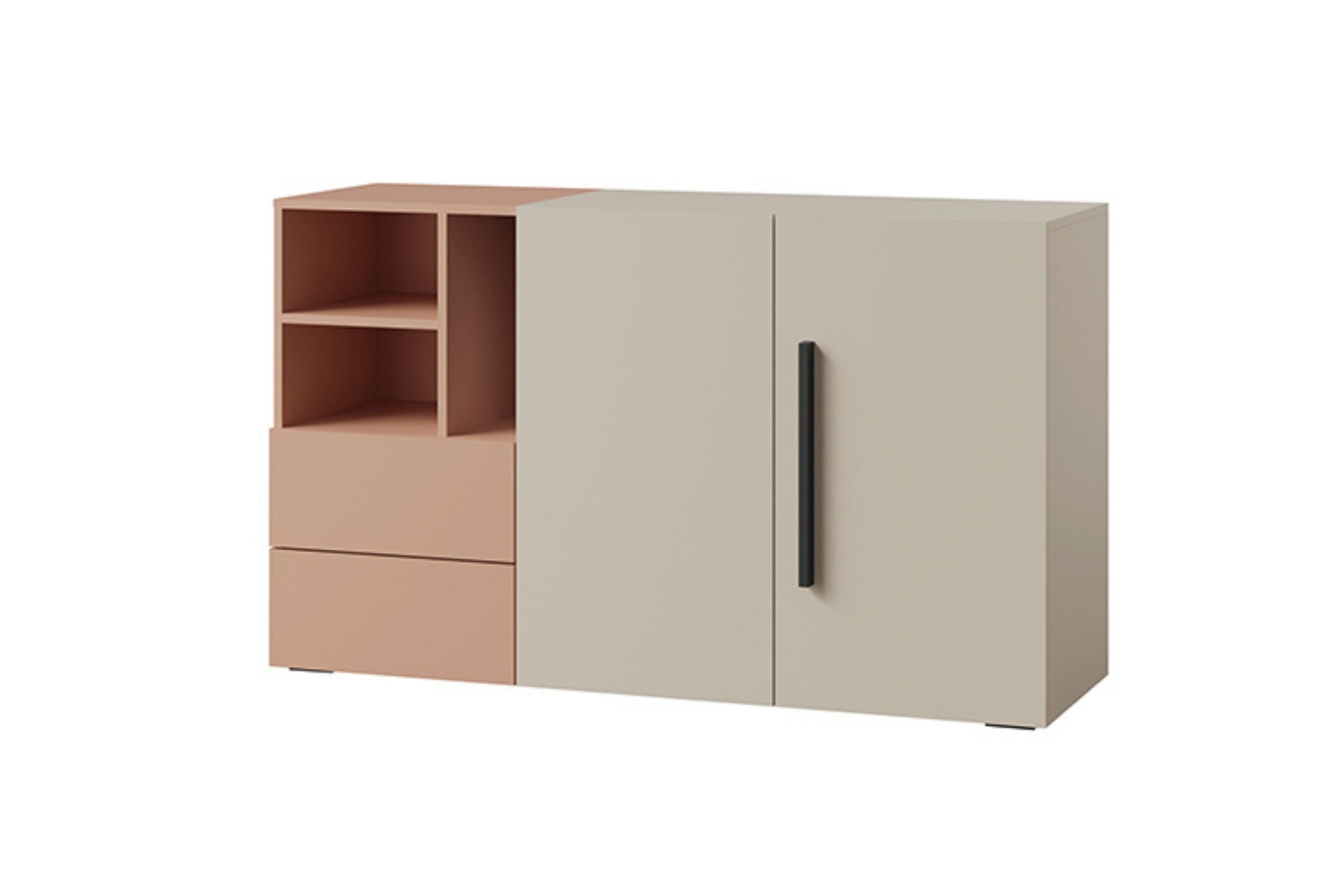 Deine Möbel 24 Kommode LIMA 07 Sideboard, 135 cm breit, mit 2 Türen, 2 Schubladen und Fächern (LIMA - Kollektion, 1 St., ideal für Kinderzimmer & Jugendzimmer), Soft-Close, Push-to-Open, Jugendzimmer-Kommode