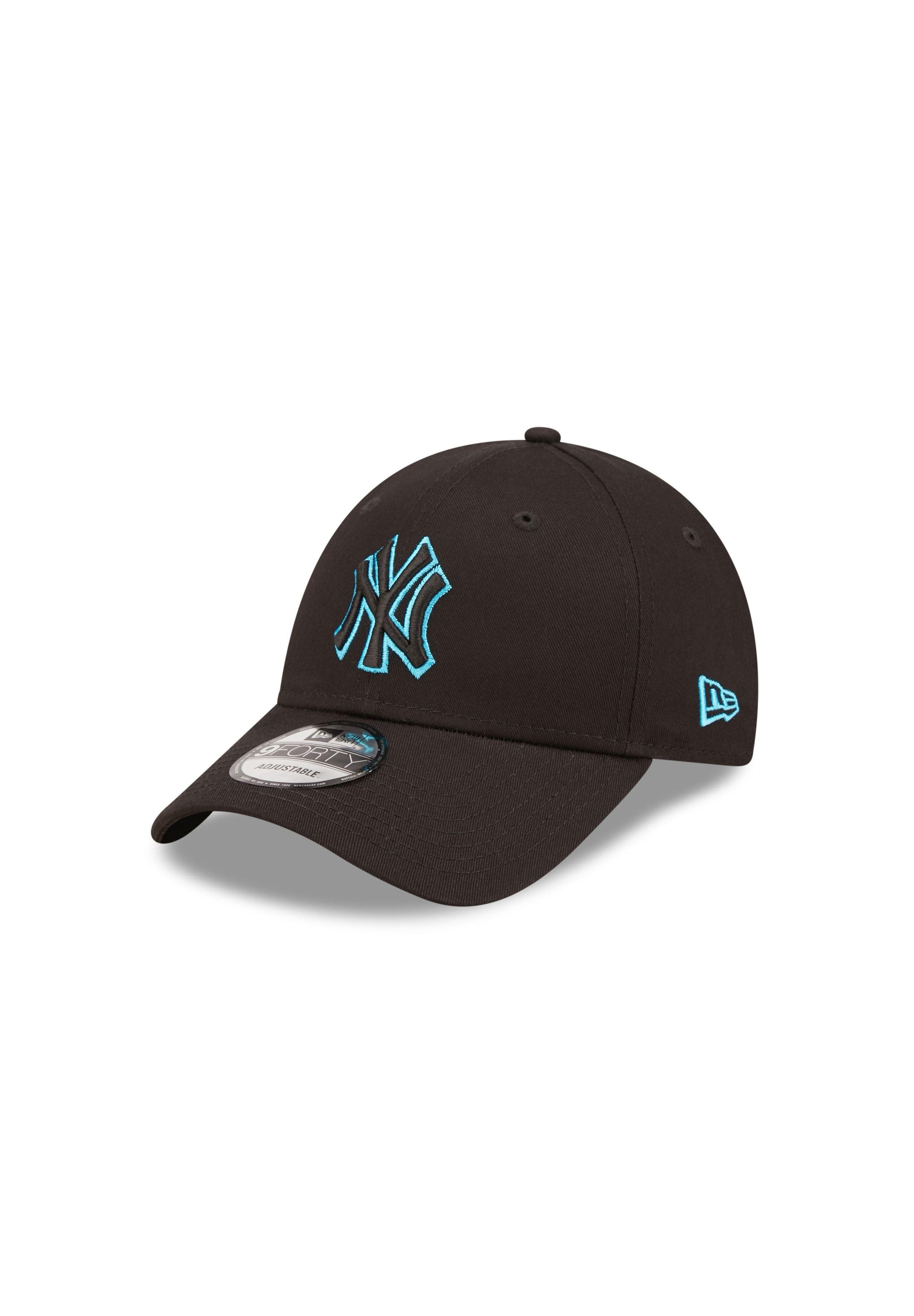 Baseball Cap New York Yankees MLB Neon Outline Schwarz Neonblau 9Forty Verstellbare