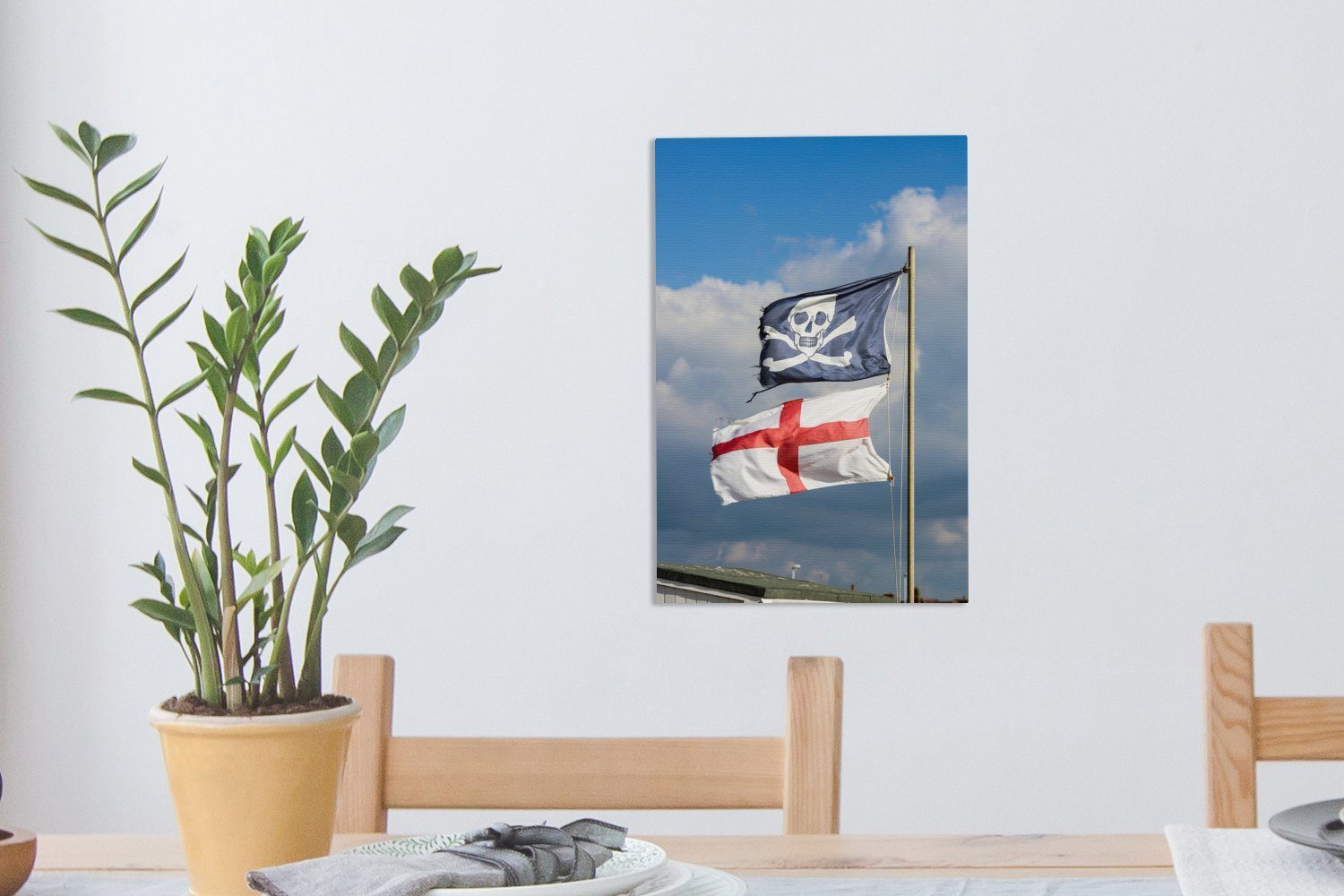 inkl. cm bespannt Zackenaufhänger, St), unter Flagge OneMillionCanvasses® fertig (1 Gemälde, Leinwandbild Die englische Piratenflagge, 20x30 Leinwandbild einer