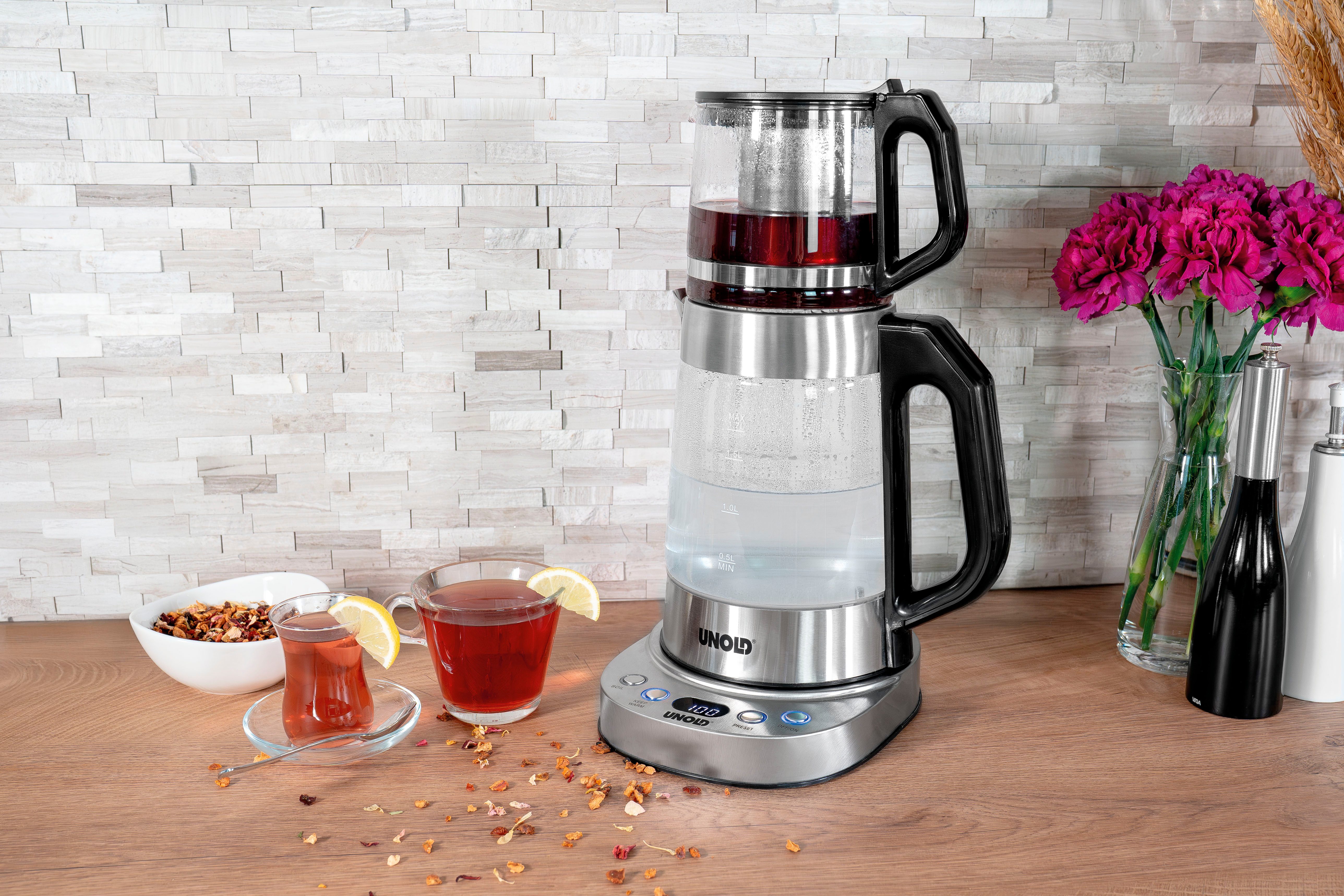 Unold Samowar Selin, 1 l, 1800 W, Teekanne und Wasserkocher in einem Gerät