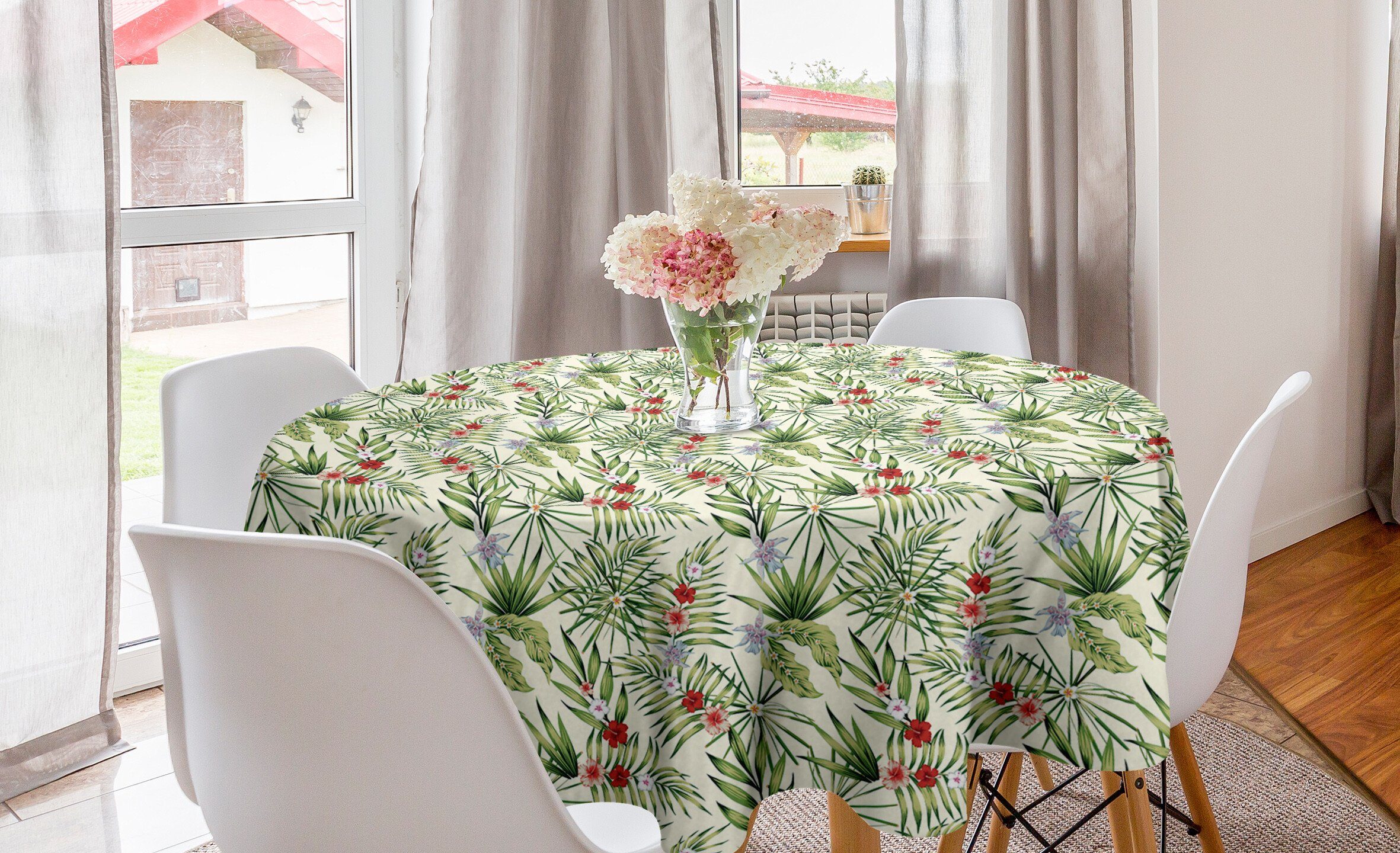 Abakuhaus Tischdecke Kreis Tischdecke Abdeckung für Esszimmer Küche Dekoration, Tropical Blumen, Exotischen Hawaii | Tischdecken