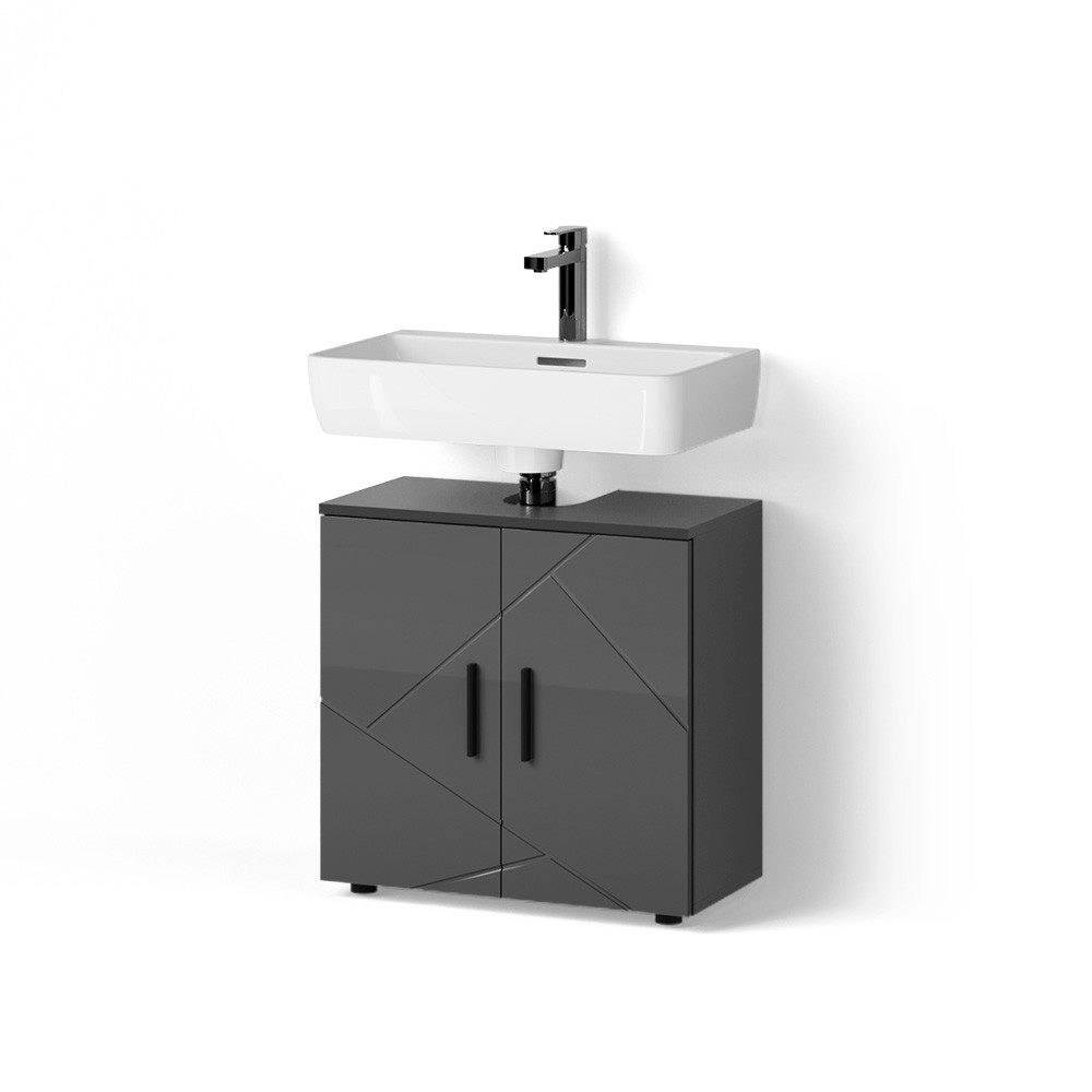 Livinity® Waschbeckenunterschrank Ronco, Anthrazit Hochglanz/Anthrazit, 60 günstig online kaufen