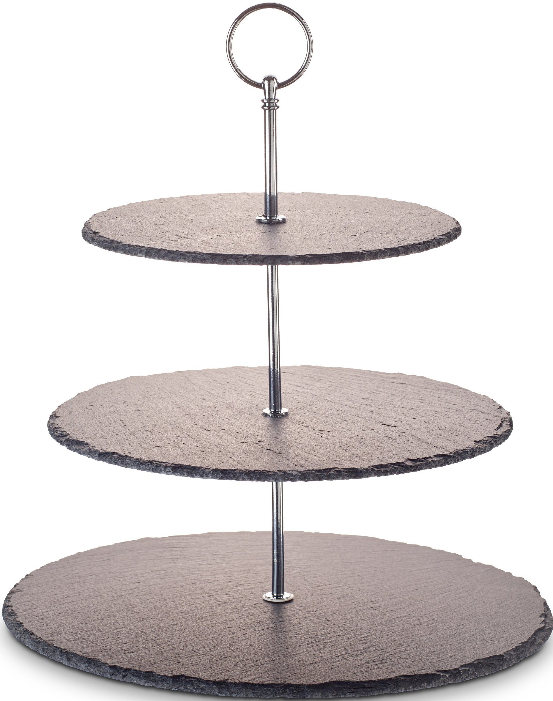ECHTWERK Etagere Schiefer Etagere, Schiefer, für Gebäck, Obst, Käse und Dessert aus Naturschiefer mit Metallgriff