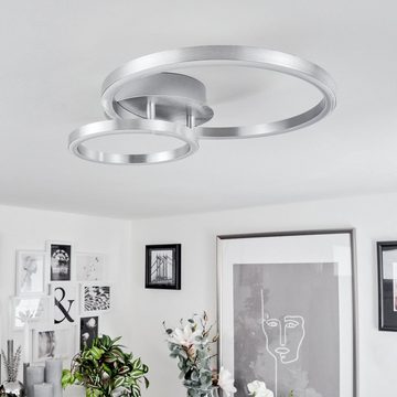 hofstein Deckenleuchte »Ferrandina« Deckenlampe aus Metall/Kunststoff in Nickel-matt/Weiß, 3000 Kelvin, verstellbare Leuchte mit 2 Lichtringen, 18 Watt, 900 Lumen