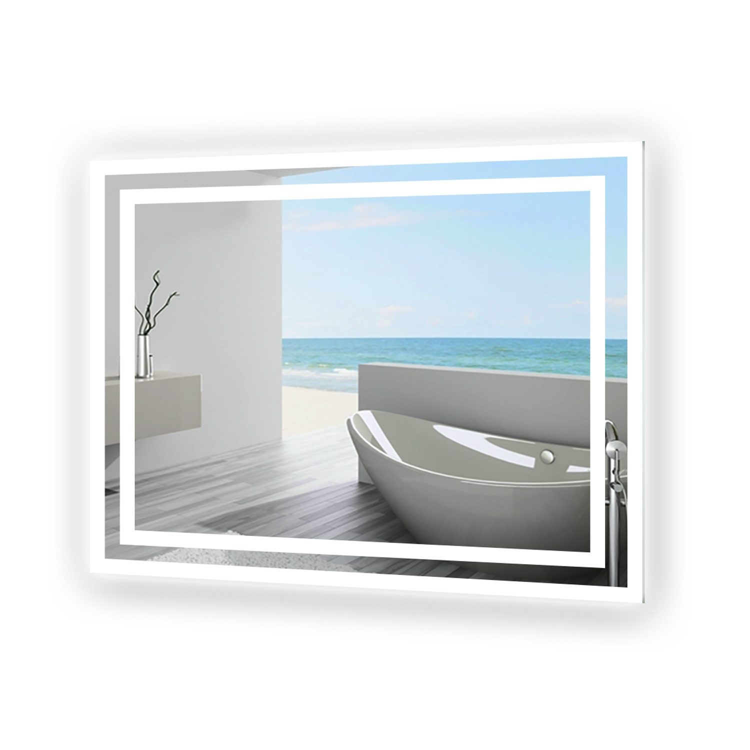 duschspa Badspiegel Spiegel mit LED Beleuchtung Kaltweiß 60x50 cm bis 160x80 cm, Wandschalter+Beschlagfrei. Reduzierter Preis € 69,99. Unverbindliche Preisempfehlung € 150,00