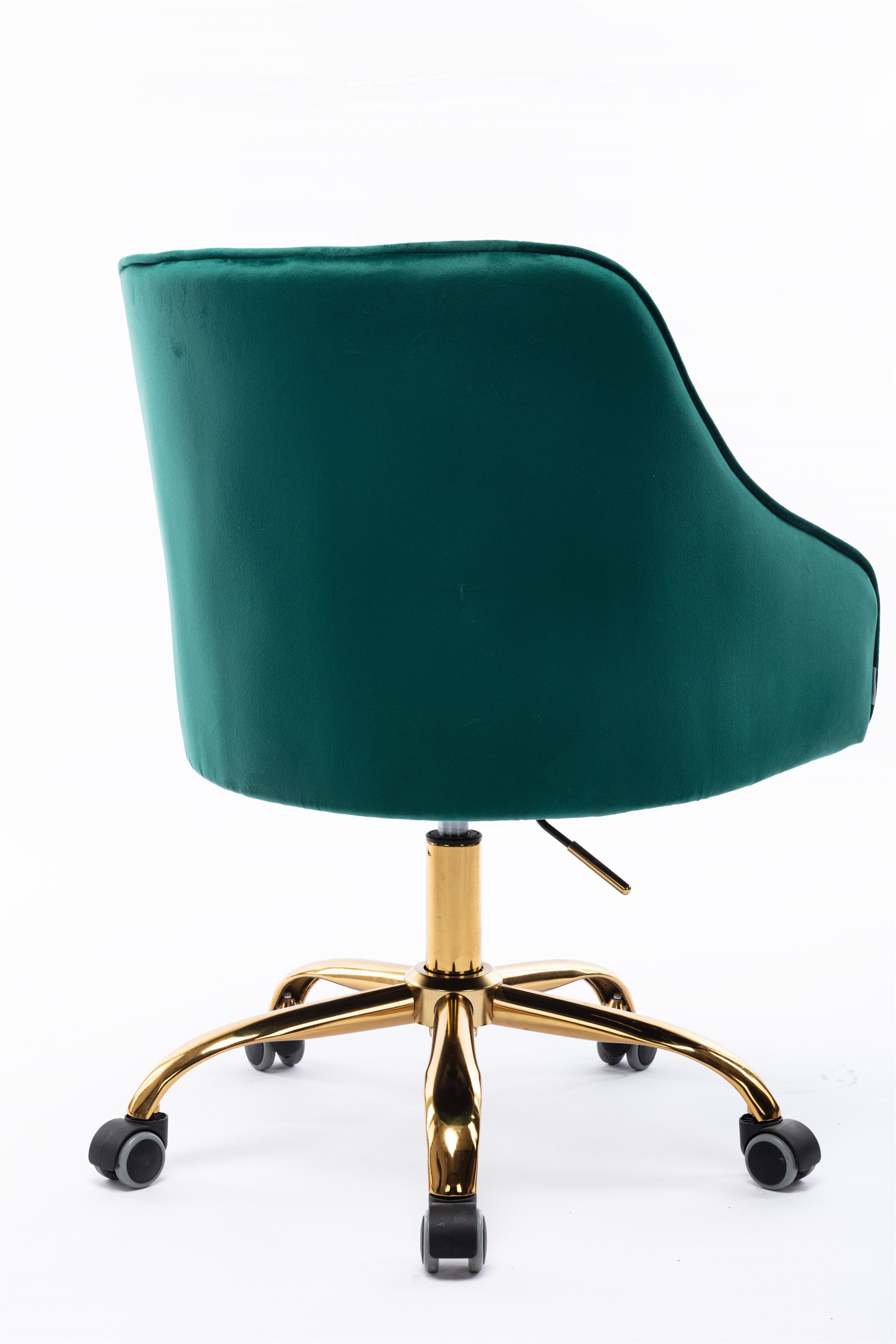 Bürostuhl (360° hübscher höhenverstellbar), Bürostuhl, Samt Stuhl, Schminkstuhl, grün OKWISH goldener schicker drehbar, Stoff-Schreibtischstuhl Stuhl