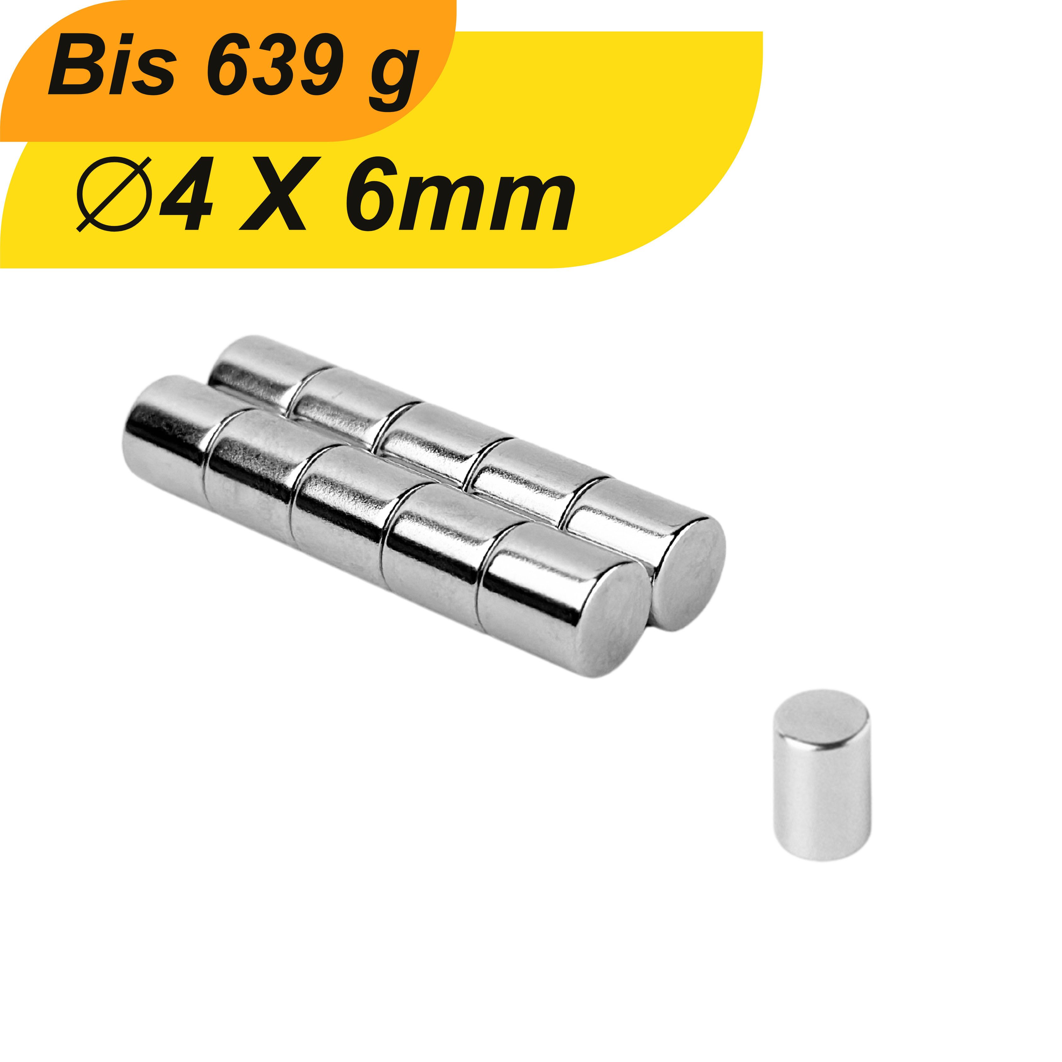 Magnet Neodym Magnet 4mm x 6mm Supermagnete hohe Haftkraft Scheibenmagnet