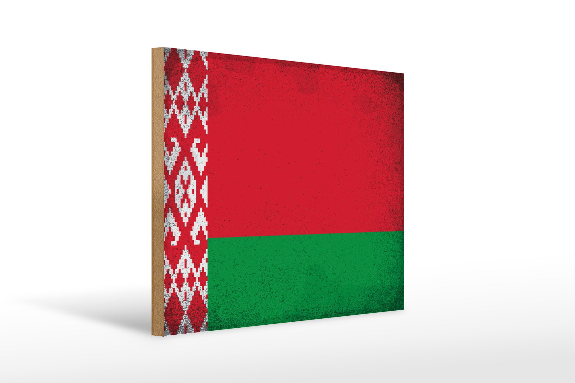 Femer GmbH Holzbild Flagge Weißrussland 40x30cm Belarus Vintage, Flaggen (1 St), Glatte Holzfaserplatte (MDF), vorn beschichtet