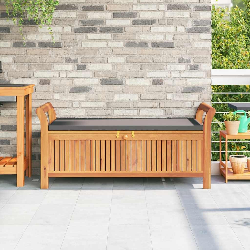 vidaXL Gartenbank Garten-Truhenbank mit Kissen 126 cm Massivholz (1-St)