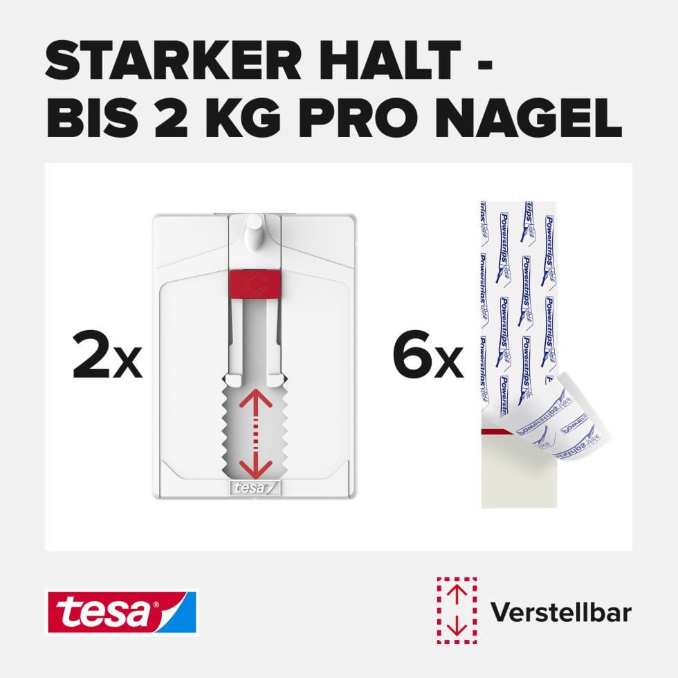 tesa Wandhaken tesa Klebenagel Traglast 2 kg, 2 Stück