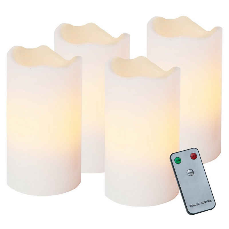 EGLO LED-Kerze Advent, 4er Set LED Wachskerzen,Timer-Funktion und Fernbedienung, 10 cm, weiß