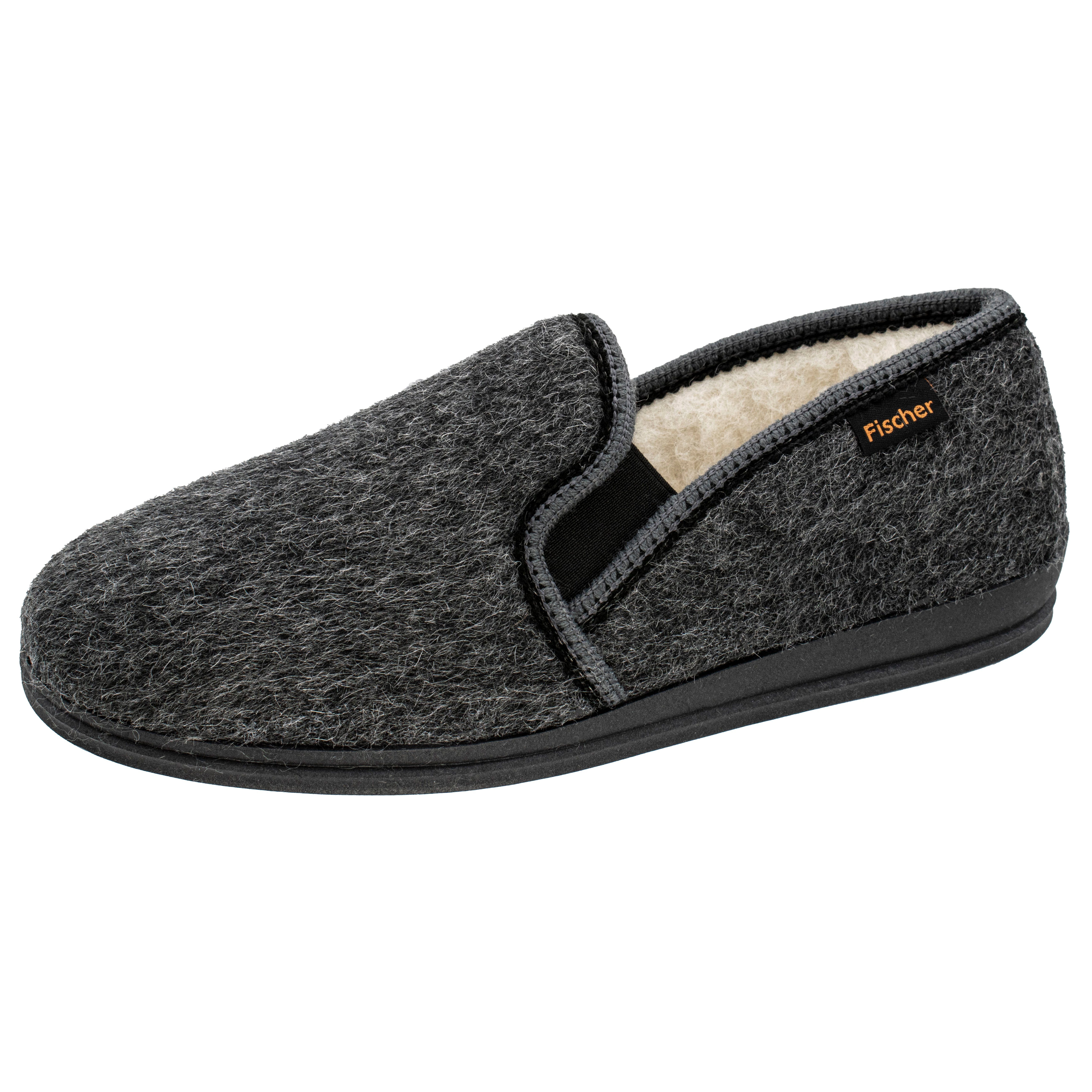 Fischer-Markenschuh Lilleström Hausschuh Stichelhaar, Schurwolle, Gummizug