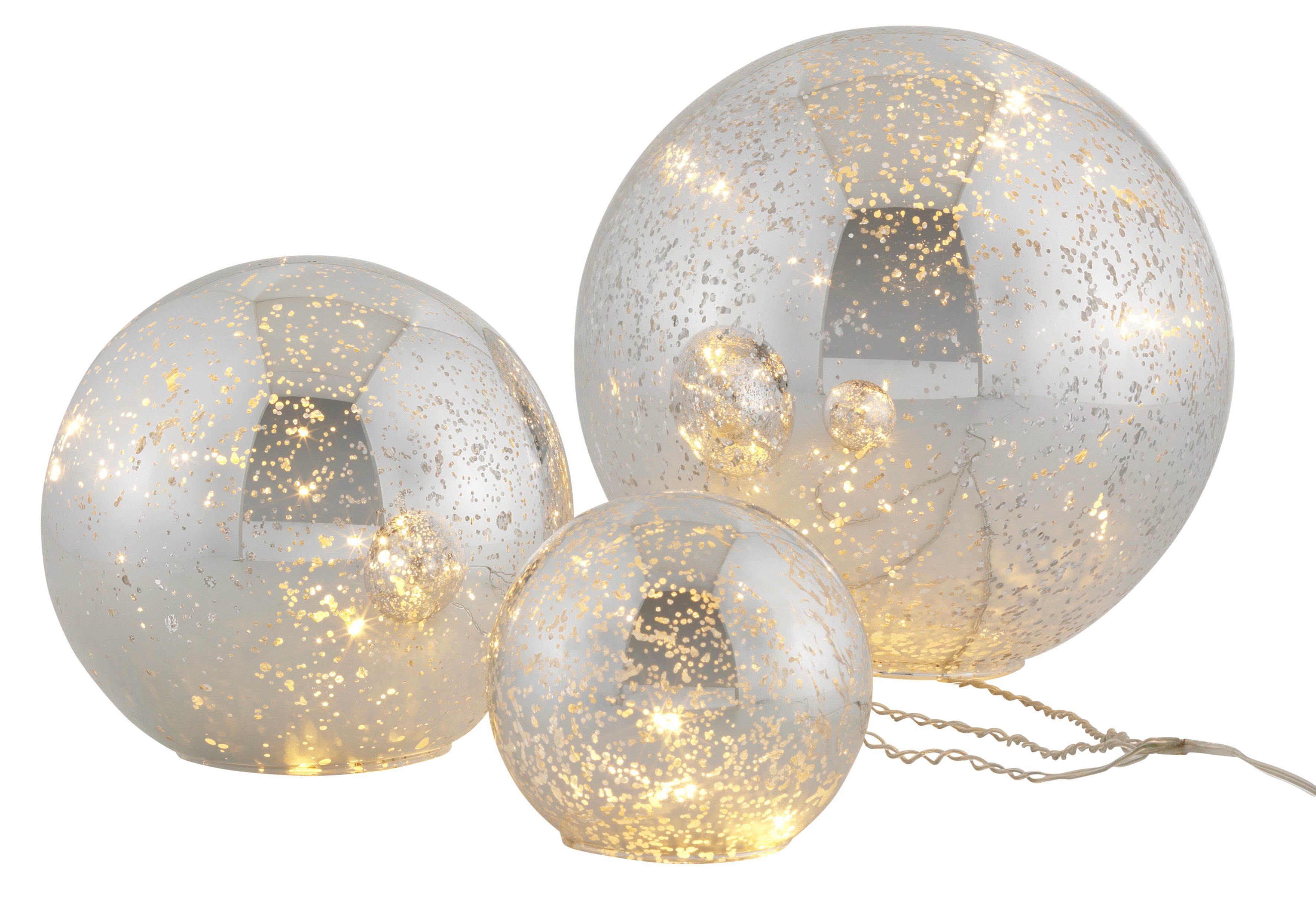 Home affaire Dekokugel Balls mit LED Beleuchtung, im 3-teiligen Set, bestehend aus Ø 10, 15, 20 cm