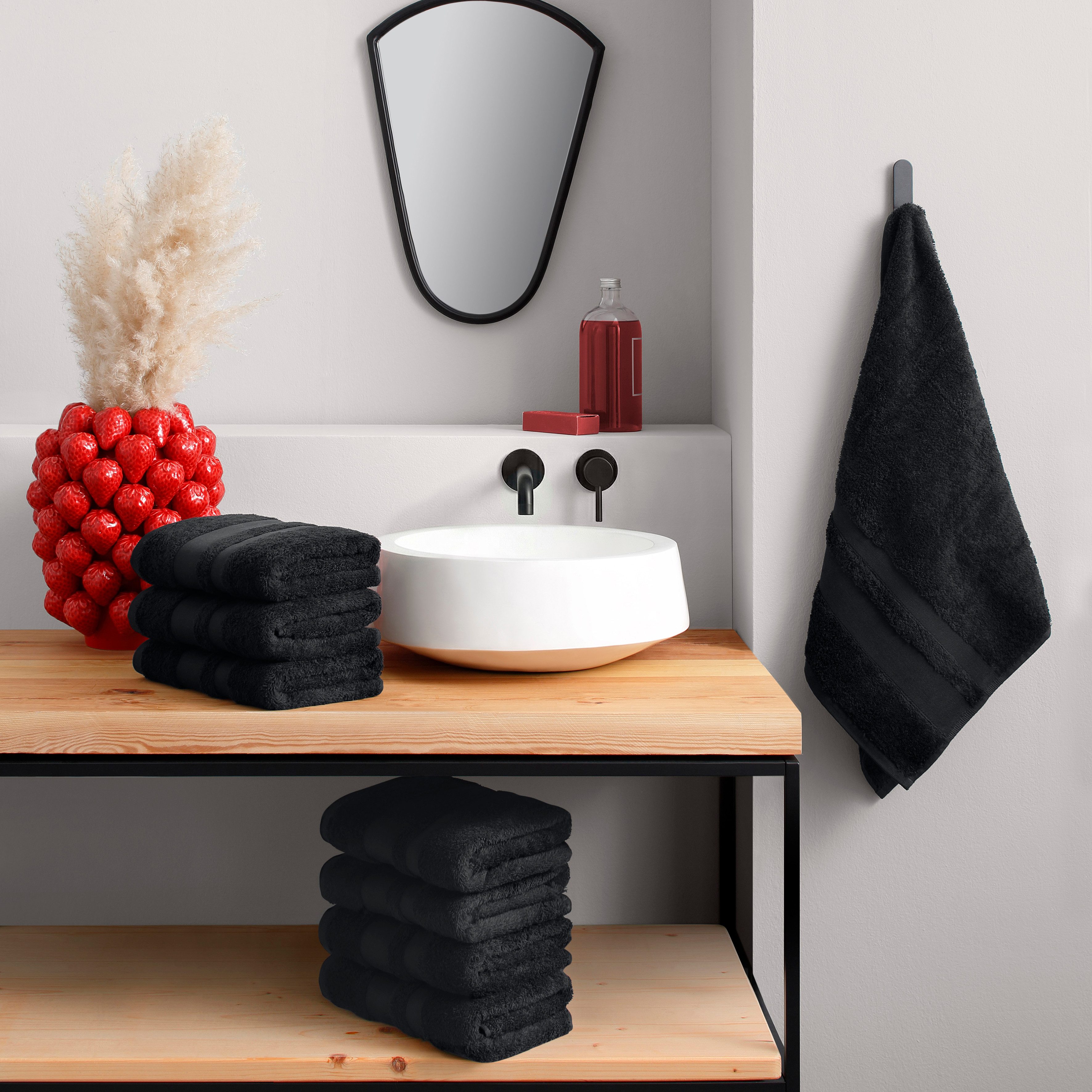 OTTO home Handtücher Vanessa, 8 Handtücher, 50x100cm, in Standard- und Premium-Qualität, Walkfrottee (Set, 8-St), Handtücher mit Bordüre, 100% Baumwolle, einfar – Bild 2 von 5