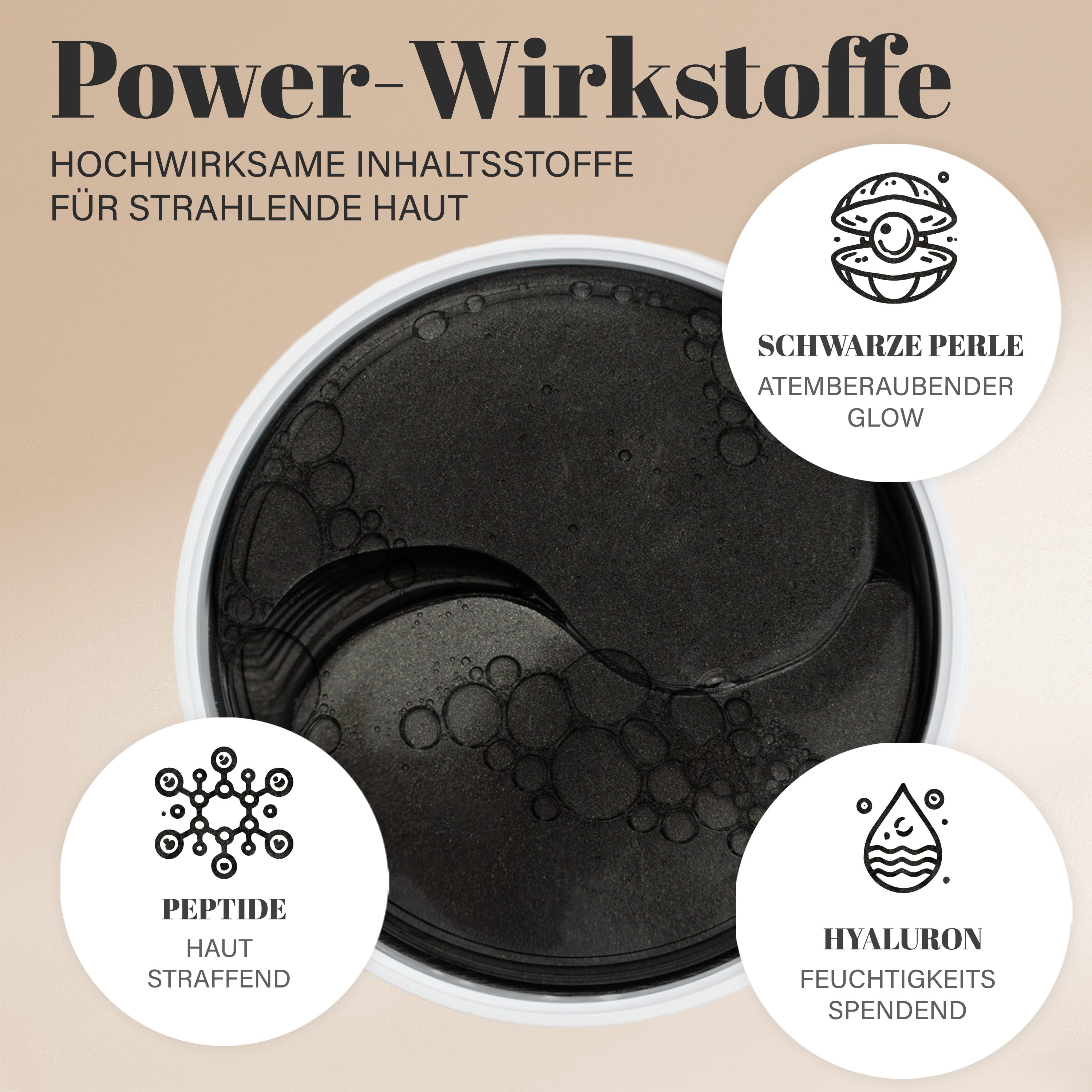 EGYPT-WONDER Augenpads EGYPT-WONDER Peptide & Black Pearl Hydrogel – Luxuriöse Augenpads, 60 Augenpads, pflegend