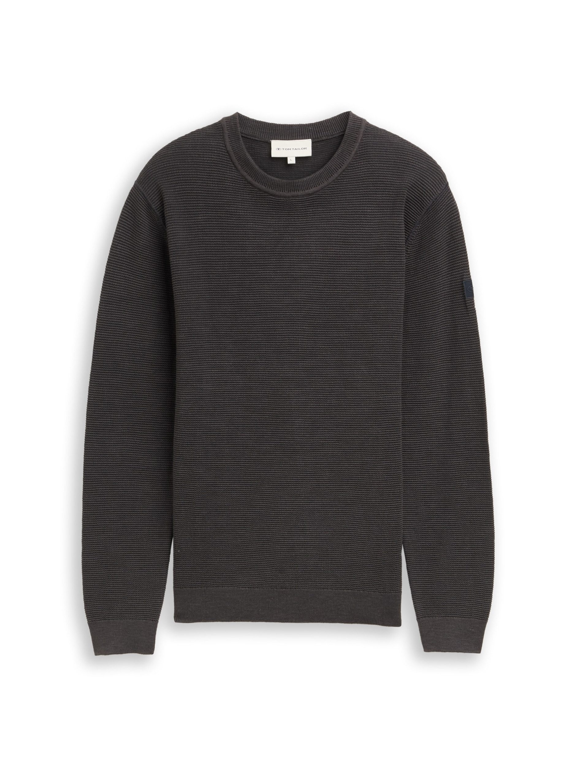 Strickpullover minimal structure crew neck pu TARMAC GREY