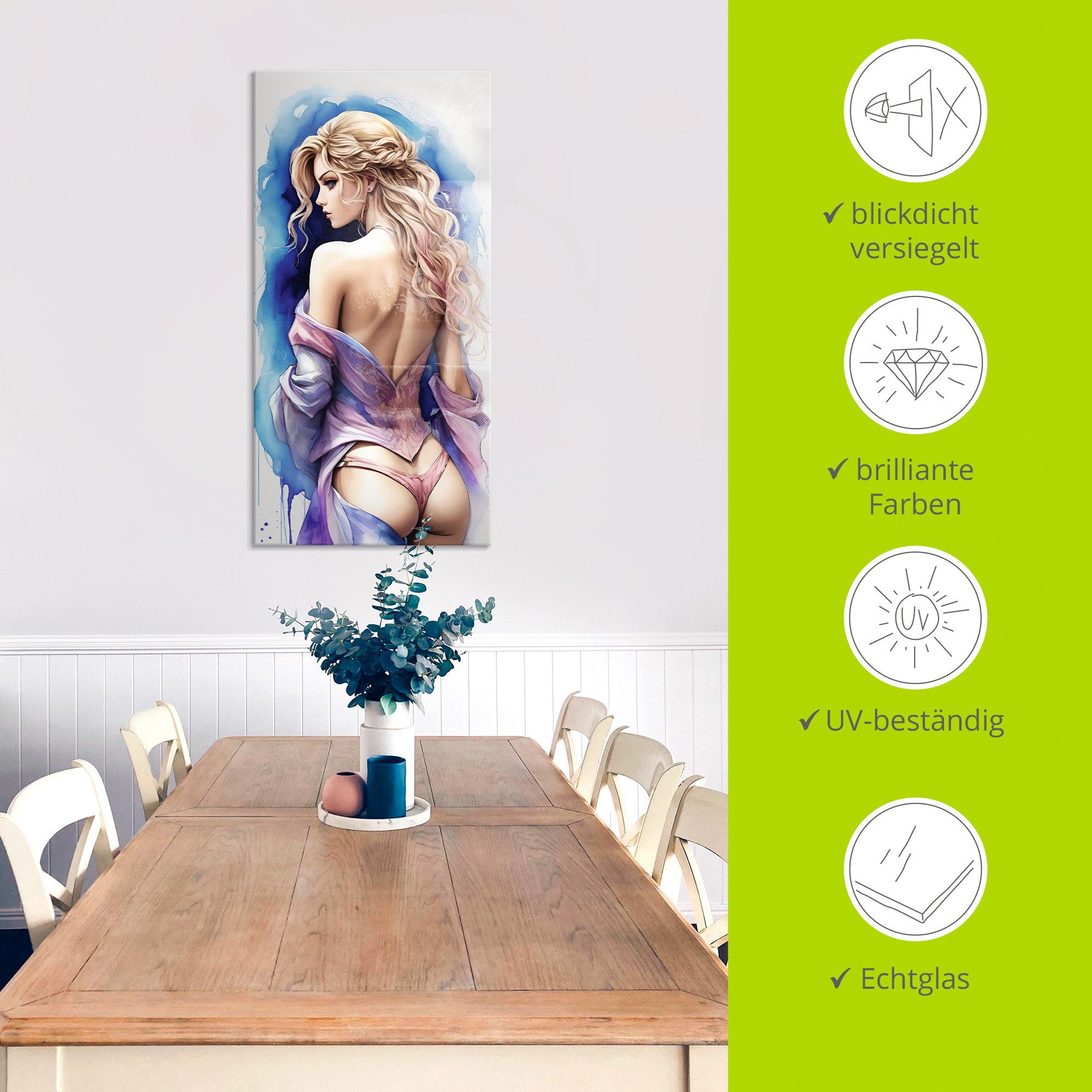 Artland Glasbild Die Schönheit einer Frau VI, Erotische Bilder (1 St), in verschiedenen Größen