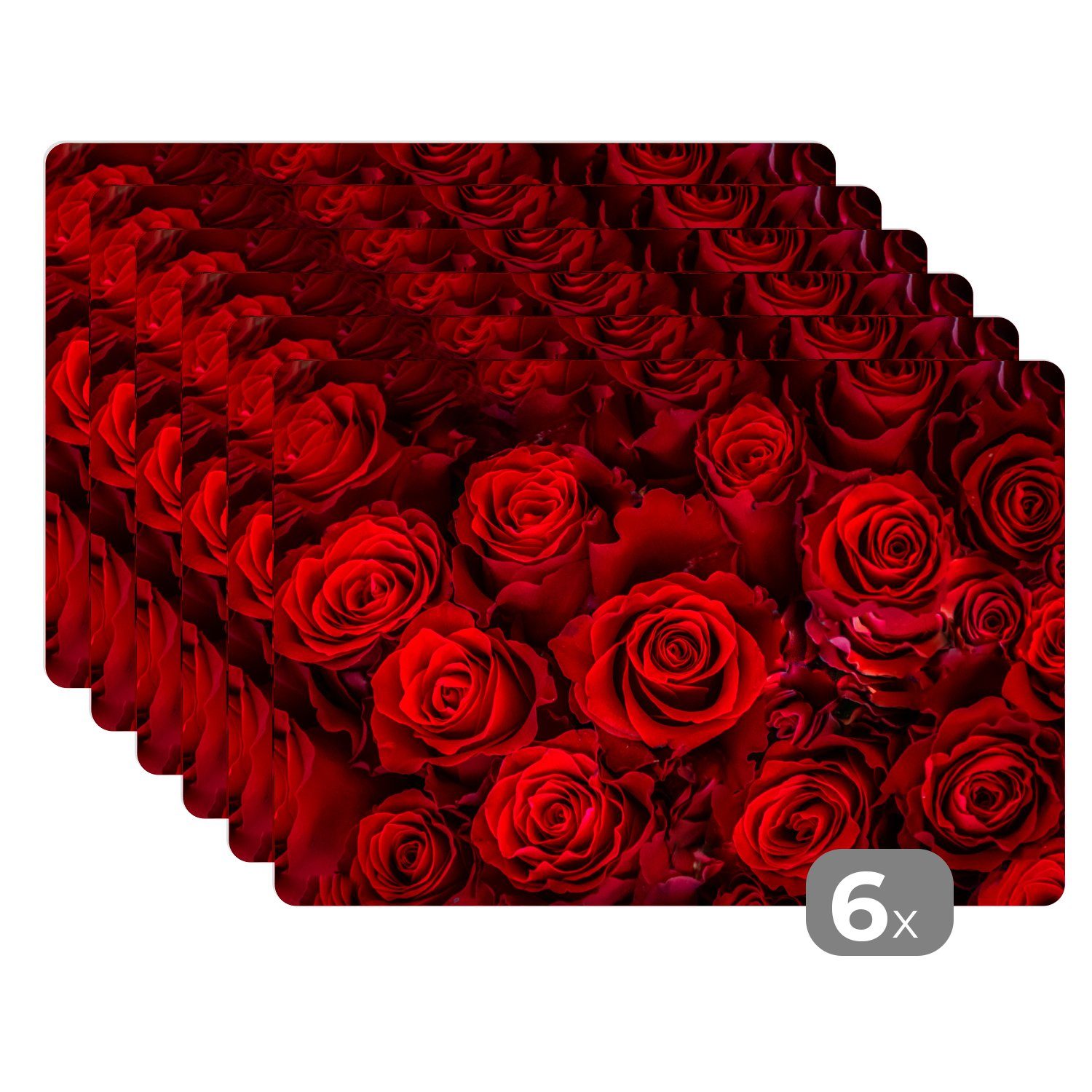 MuchoWow Platzset Blumen - Rosen - Rot, (6-St), Platzsets, Tischset, Abwasc günstig online kaufen