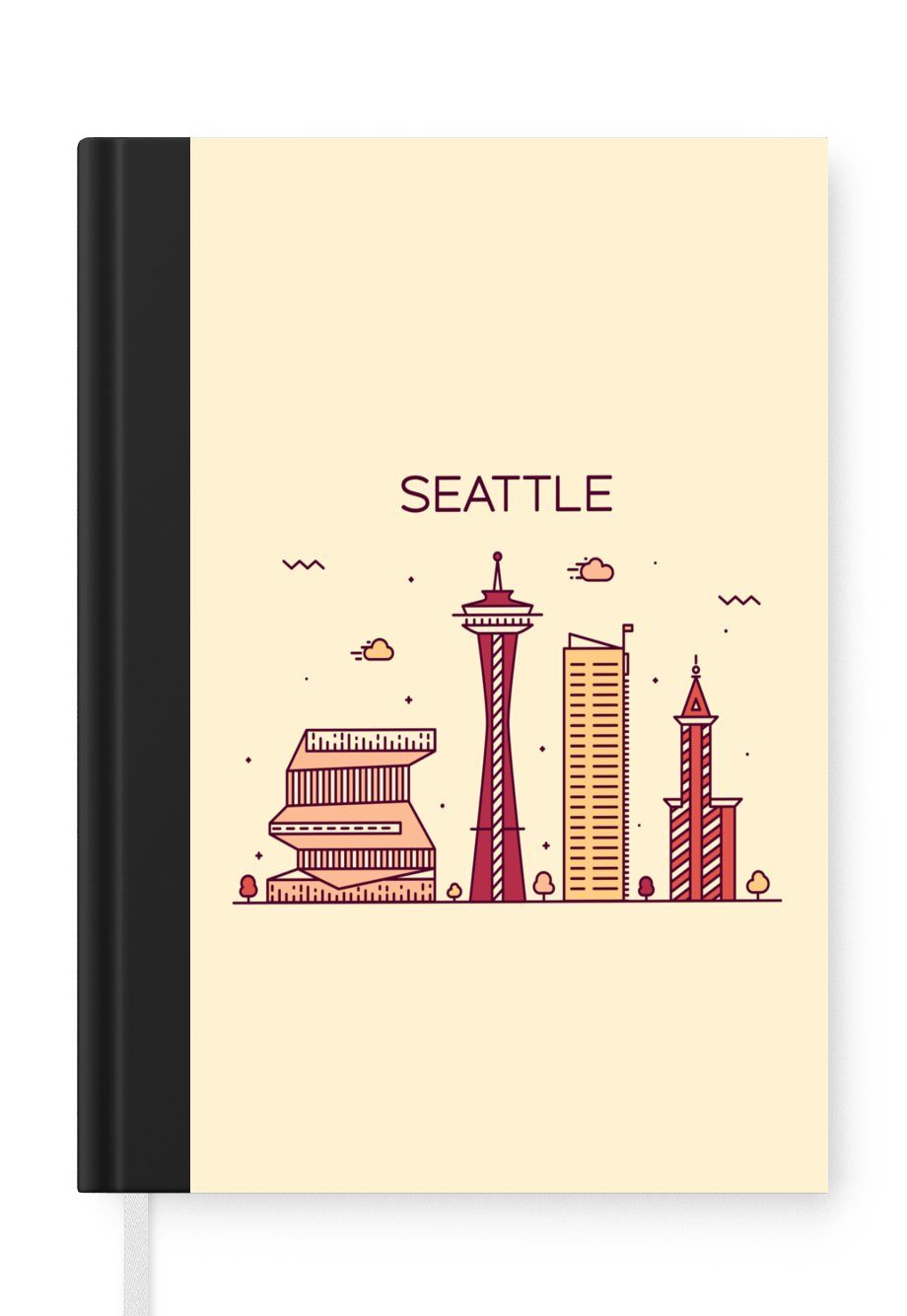 MuchoWow Notizbuch Seattle - Skyline - USA, Journal, Merkzettel, Tagebuch, Notizheft, A5, 98 Seiten, Haushaltsbuch