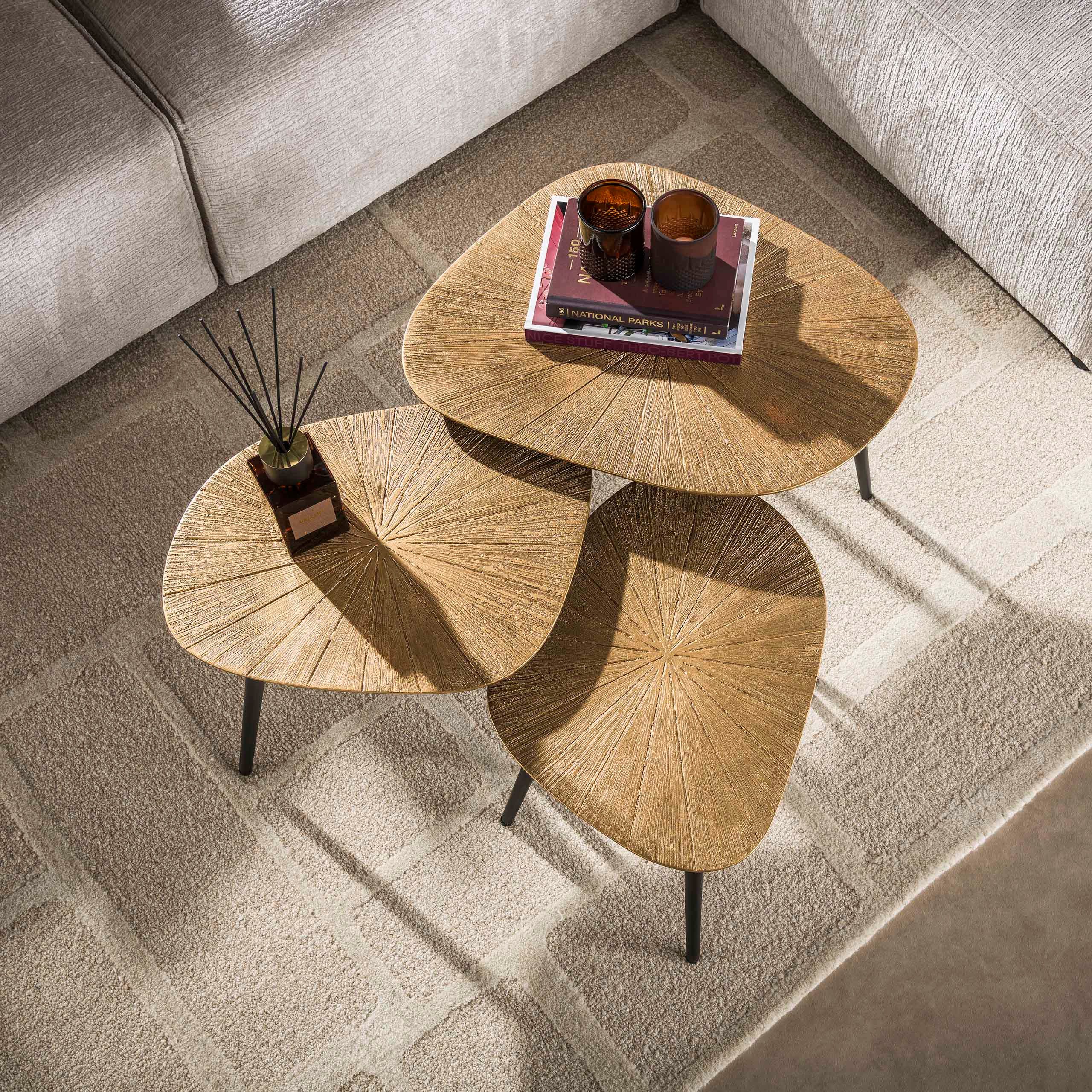 Sitheim-Europe Couchtisch Couchtisch Ray viereckig Set aus 3 Antikgold (1-St., 3er Set)