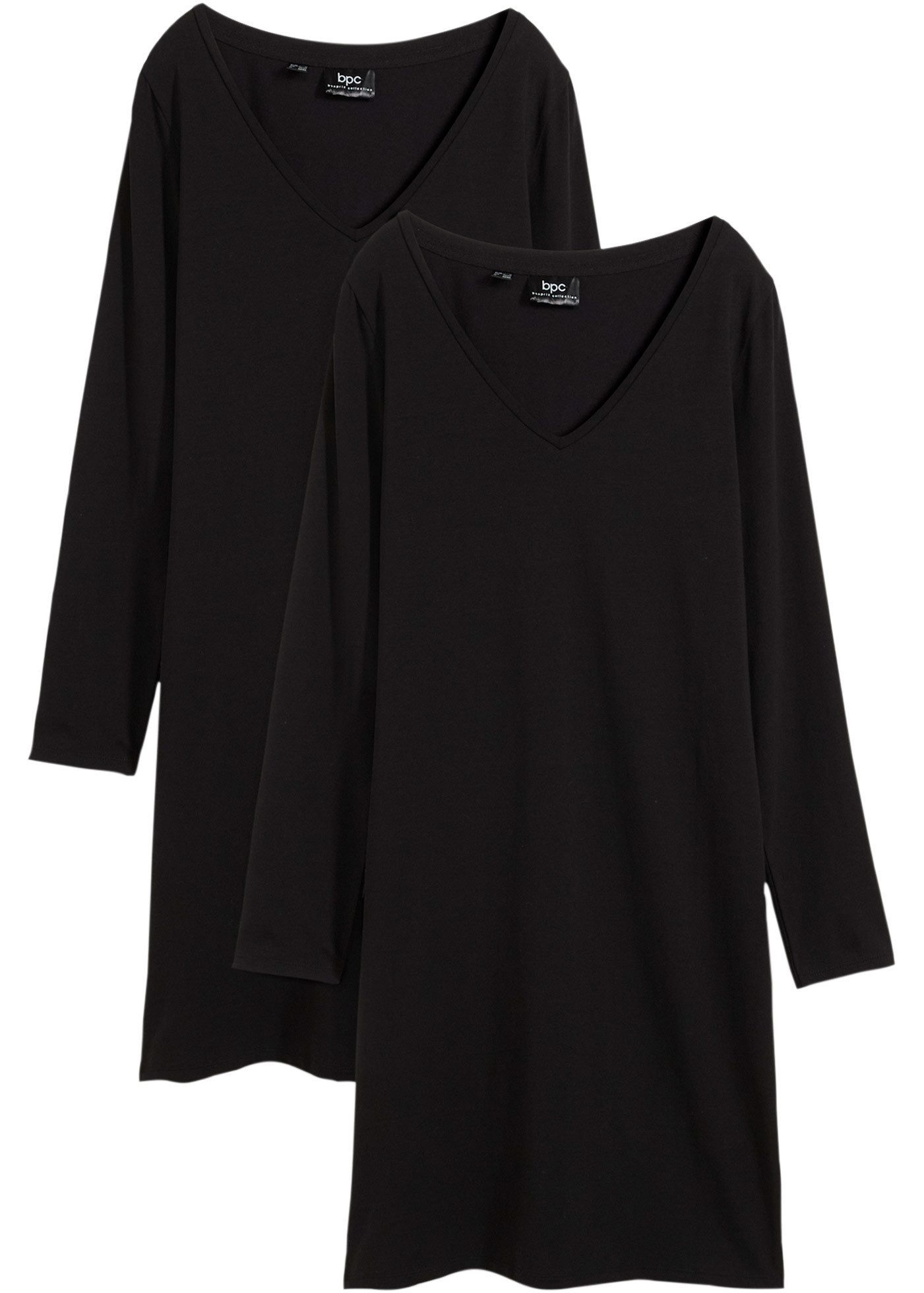 bonprix Jerseykleid (Packung, 2-tlg., 2) im 2er Pack, mit V-Ausschnitt