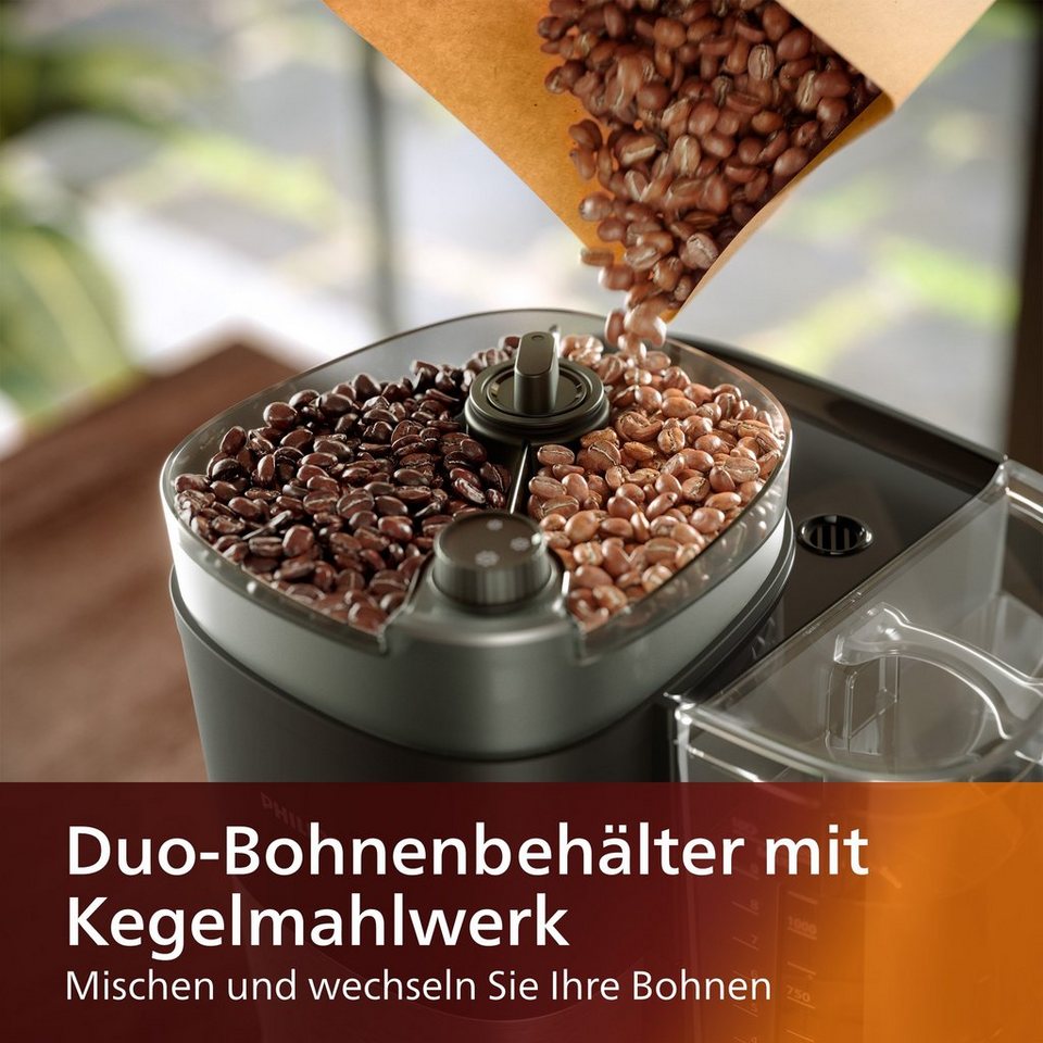 Philips Kaffeemaschine mit Mahlwerk HD7900/50 All-in-1 Brew, Permanentfilter  1x4, mit Smart Dosierung und Duo-Kaffeebohnenbehälter, inkl. Dosierlöffel