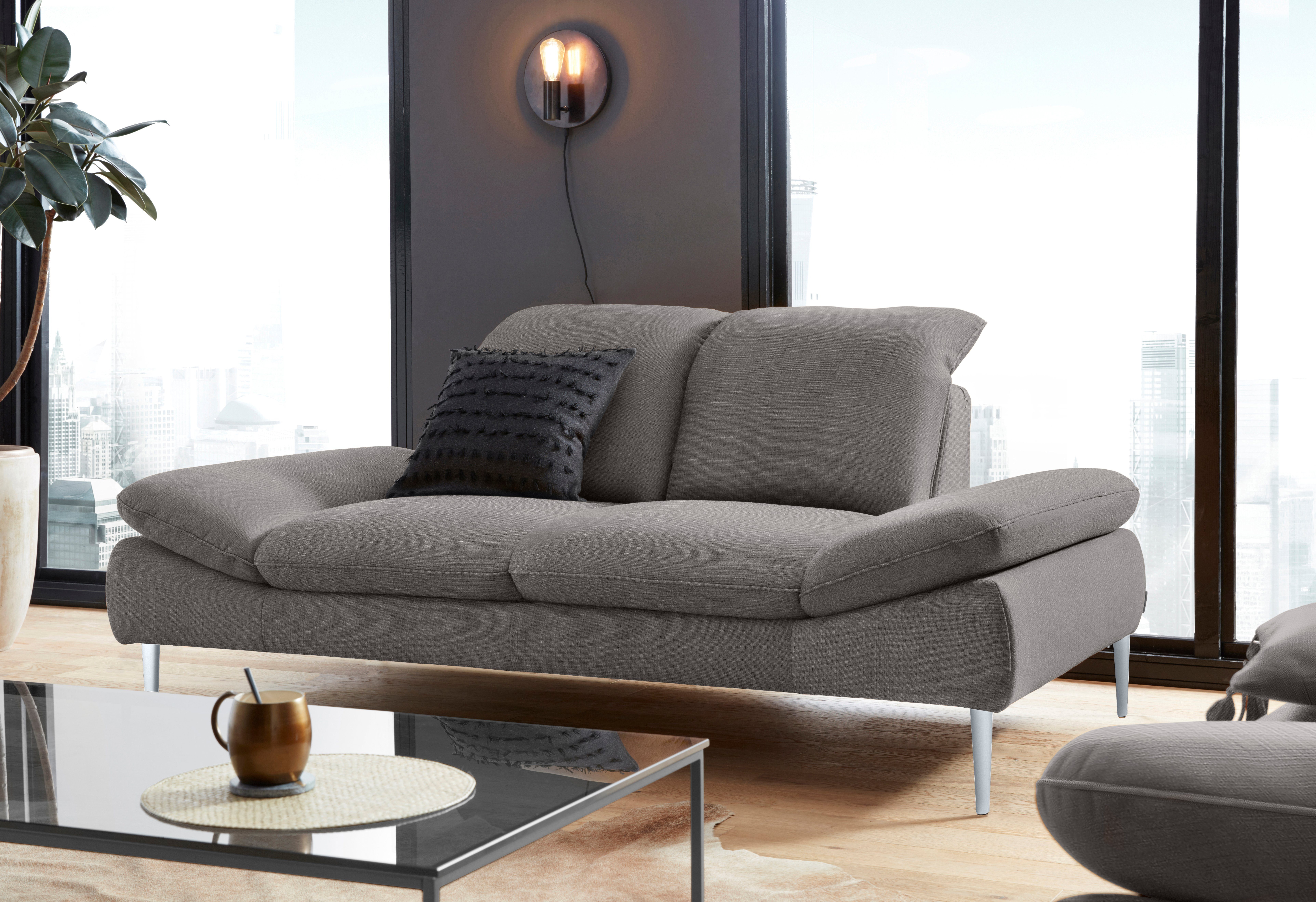 W.SCHILLIG Breite silber mit 2-Sitzer Sitztiefenverstellung, Füße 202 cm matt, enjoy&MORE,